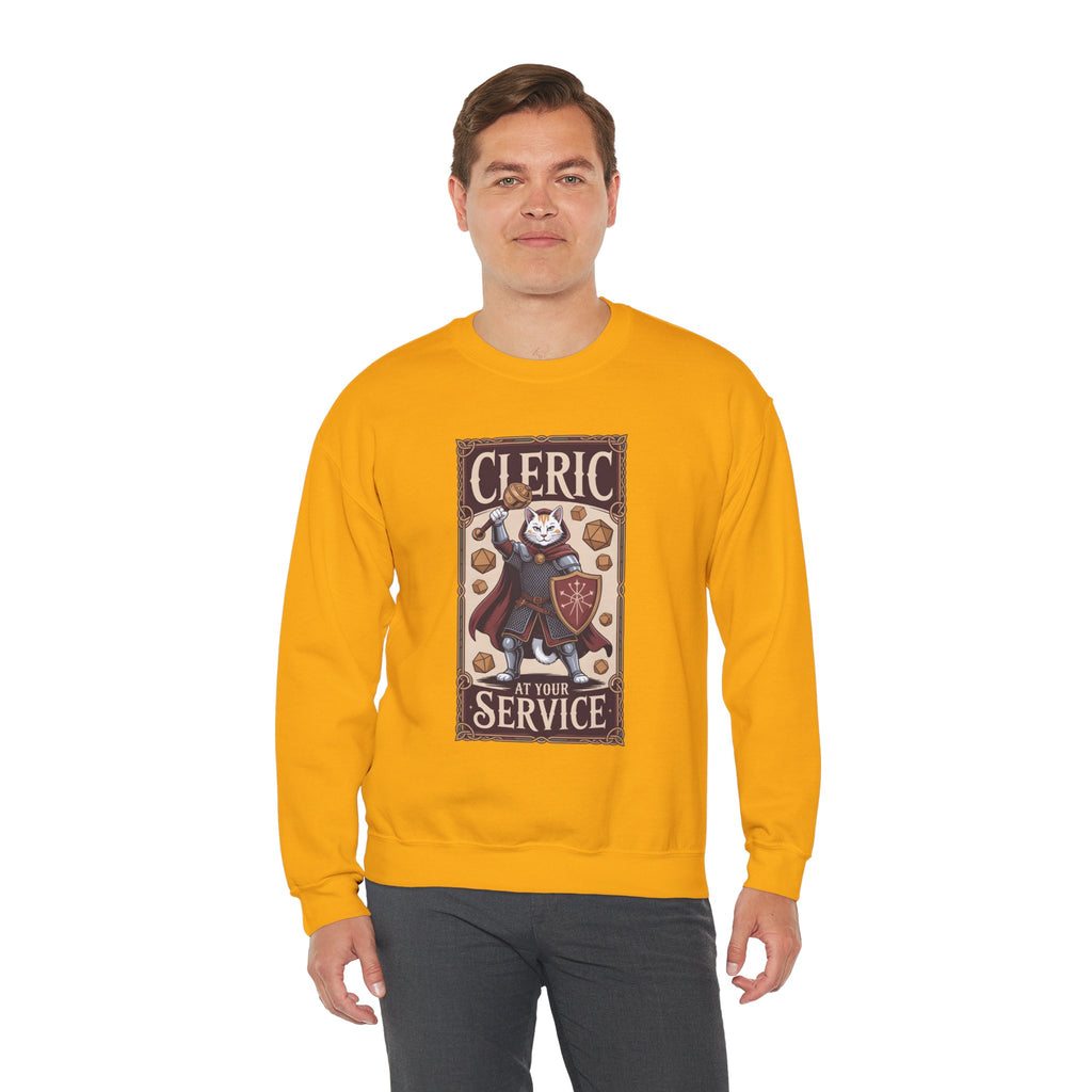 Cleric Cat at Your Service D&D Sweatshirt | Cat Lover RPG Gift