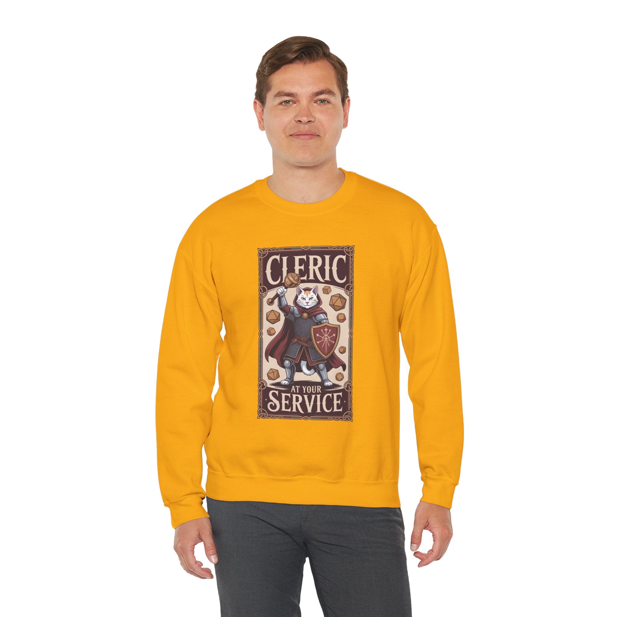 Cleric Cat at Your Service D&D Sweatshirt | Cat Lover RPG Gift