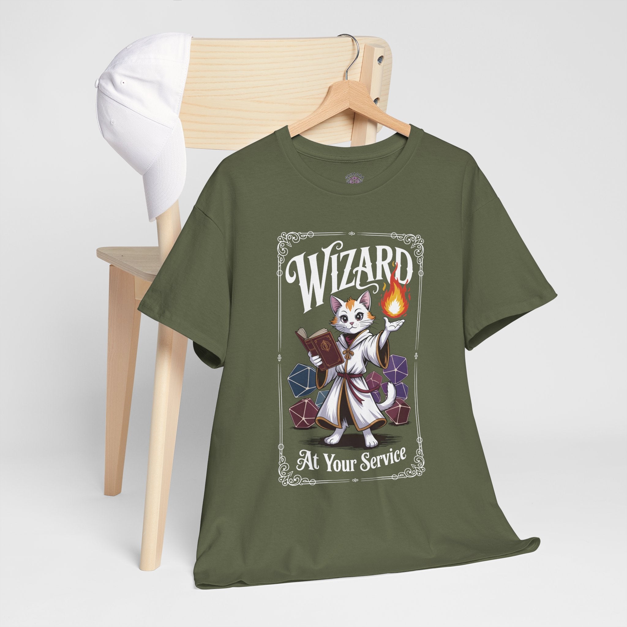 Wizard Cat at Your Serivece D&D T-shirt | Cat Lover RPG Gift