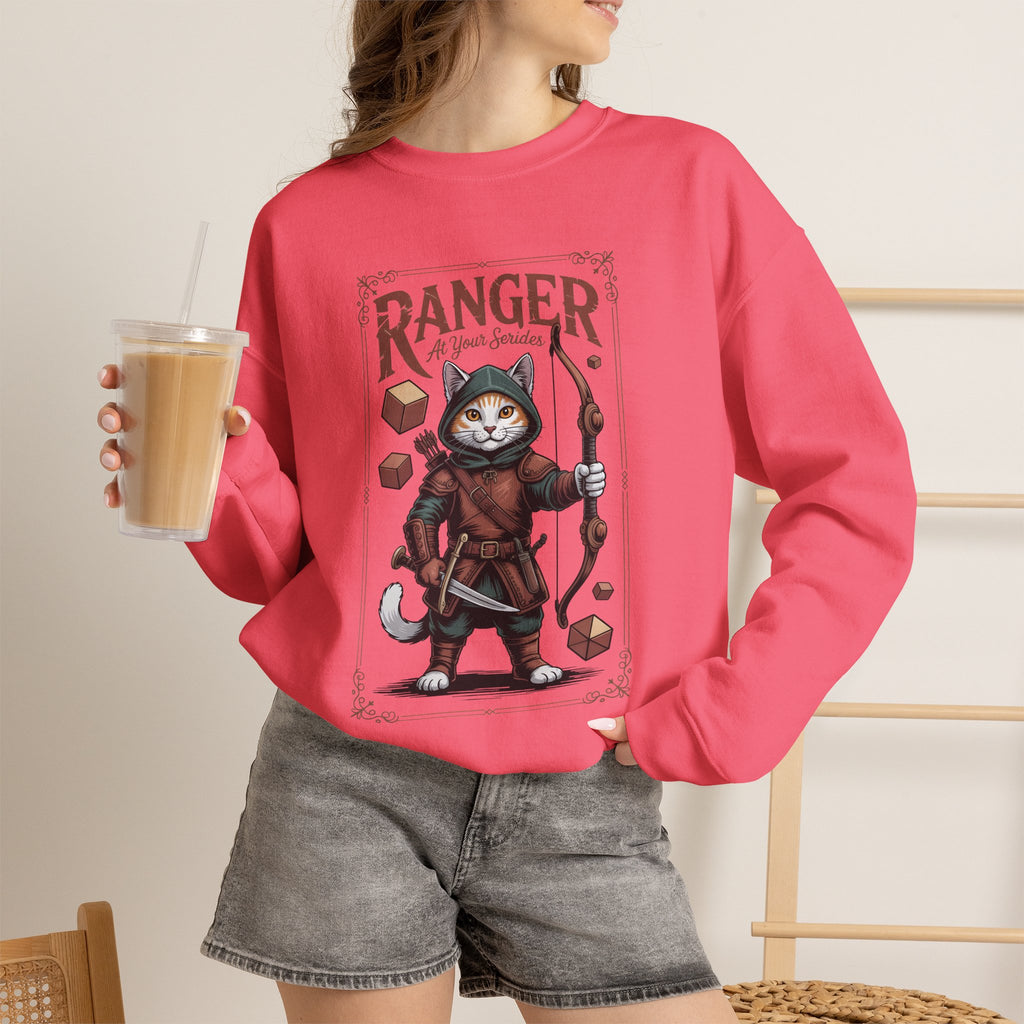 Ranger Cat at Your Serivece D&D Sweatshirt | Cat Lover RPG Gift