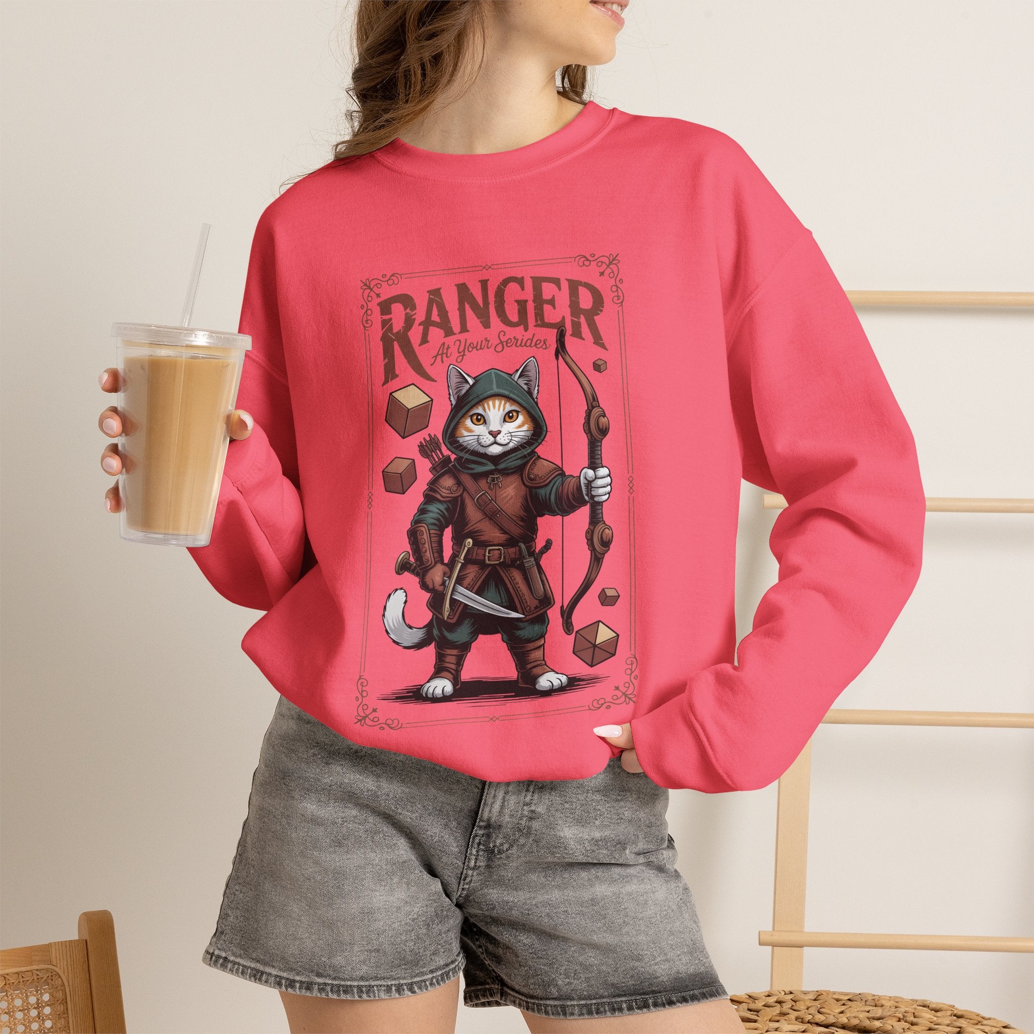 Ranger Cat at Your Serivece D&D Sweatshirt | Cat Lover RPG Gift