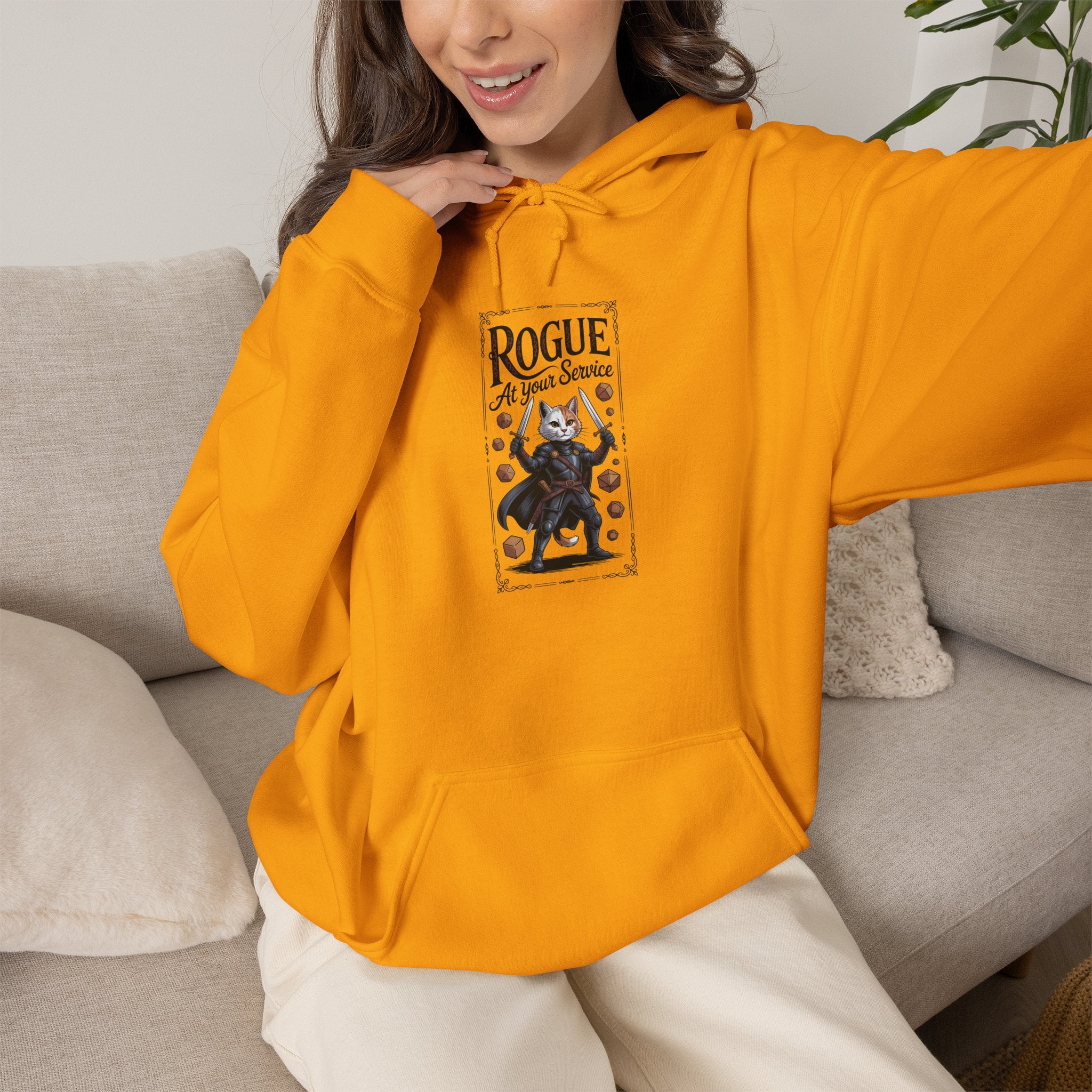 Rogue Cat at Your Serivece D&D Hoodie | Cat Lover RPG Gift