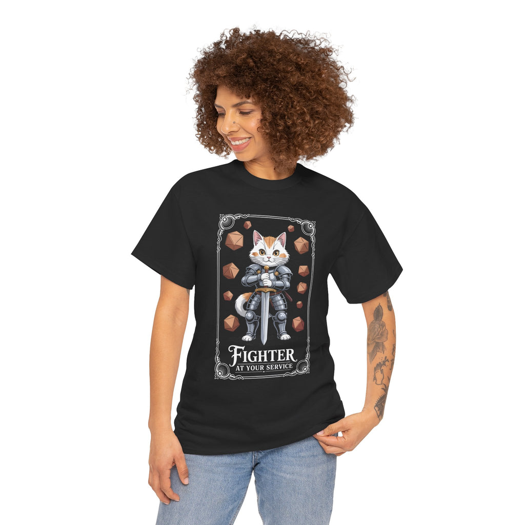 Fighter Cat at Your Service D&D T-shirt | Cat Lover RPG Gift