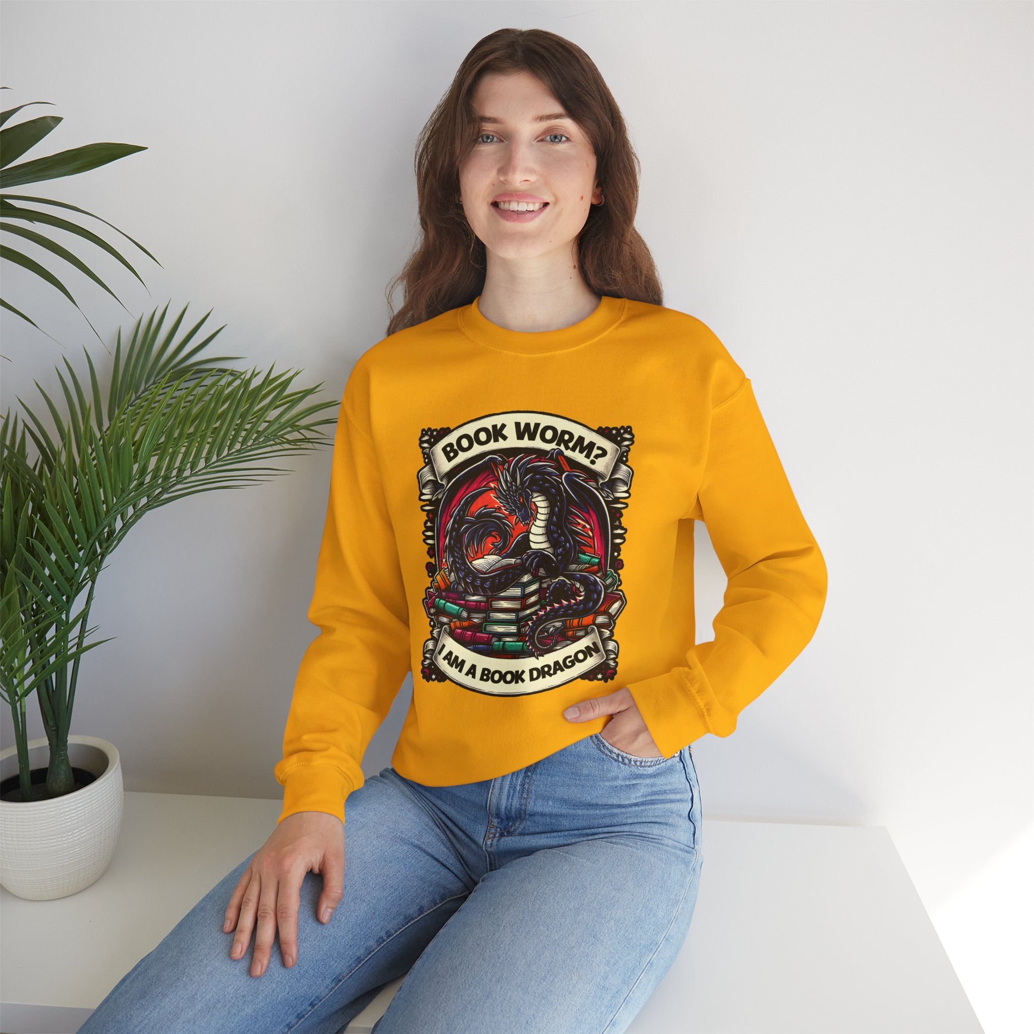 Book Worm? I Am a Book Dragon, Fantasy Reader Sweatshirt
