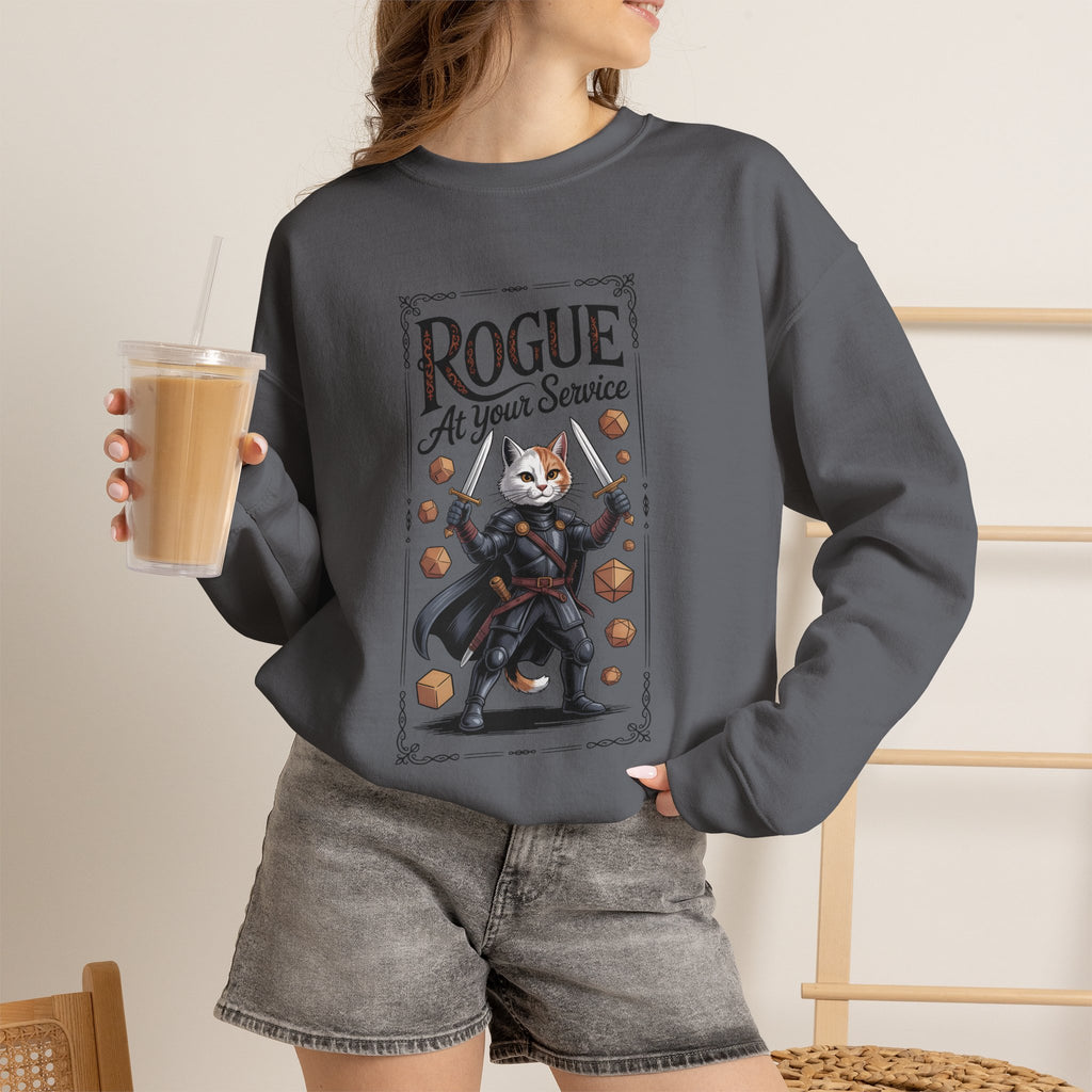 Rogue Cat at Your Serivece D&D Sweatshirt | Cat Lover RPG Gift