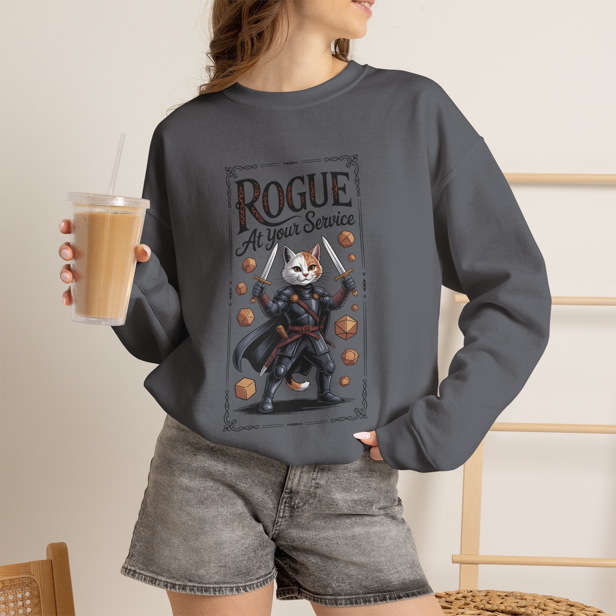 Rogue Cat at Your Serivece D&D Sweatshirt | Cat Lover RPG Gift