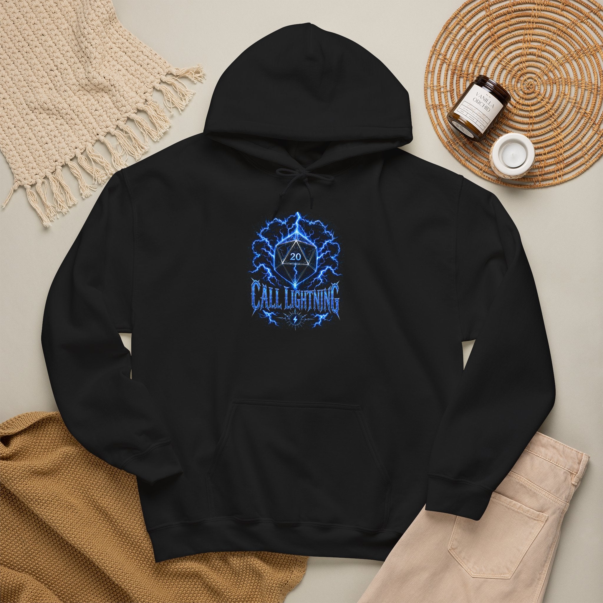 Call Lightning – Hear the Storm's Call | Druid D20 Fantasy Hoodie
