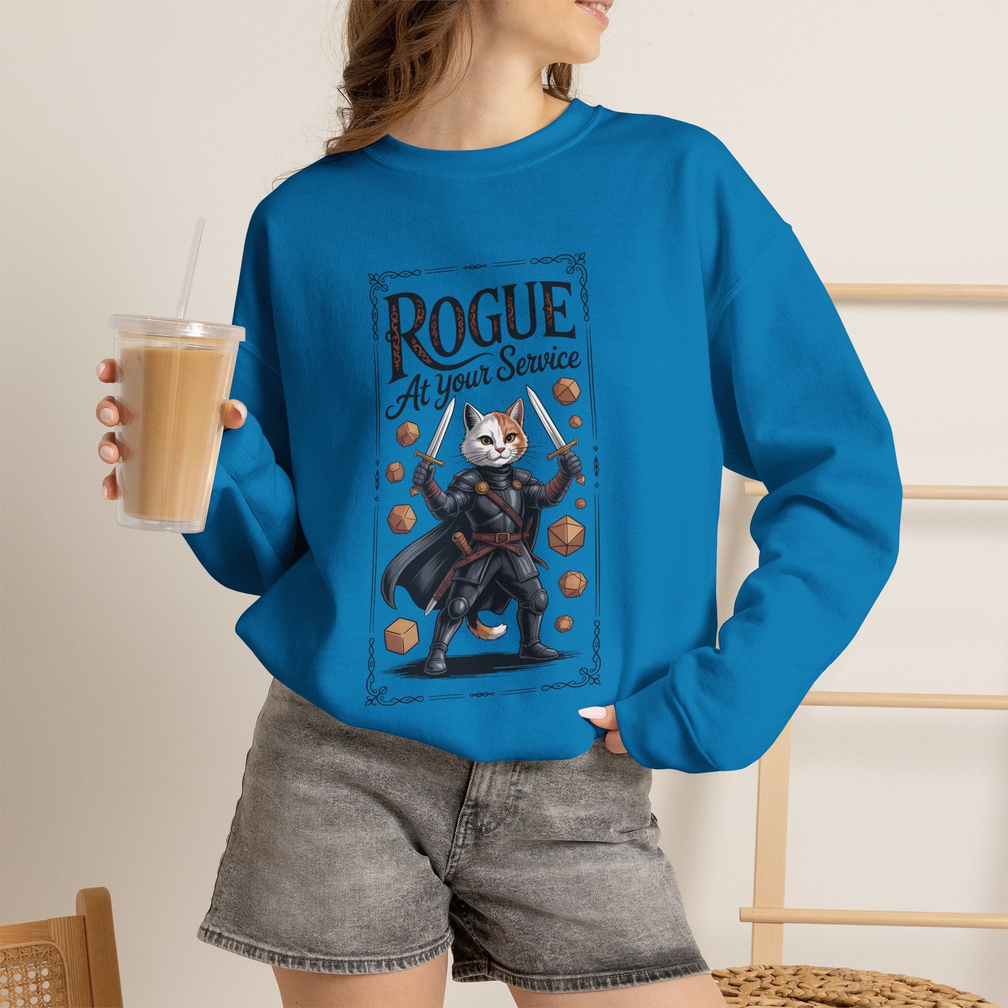 Rogue Cat at Your Serivece D&D Sweatshirt | Cat Lover RPG Gift