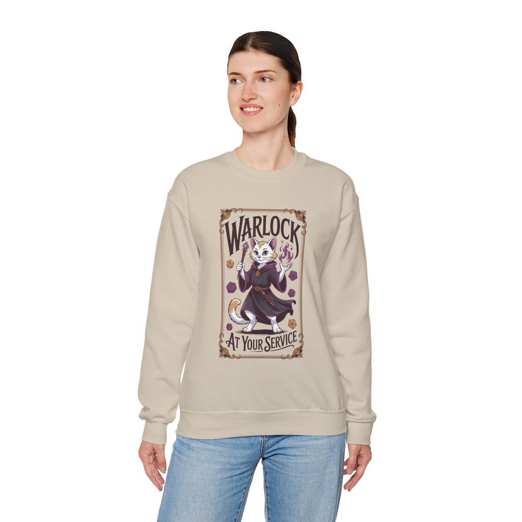 Warlock Cat at Your Serivece D&D Sweatshirt | Cat Lover RPG Gift