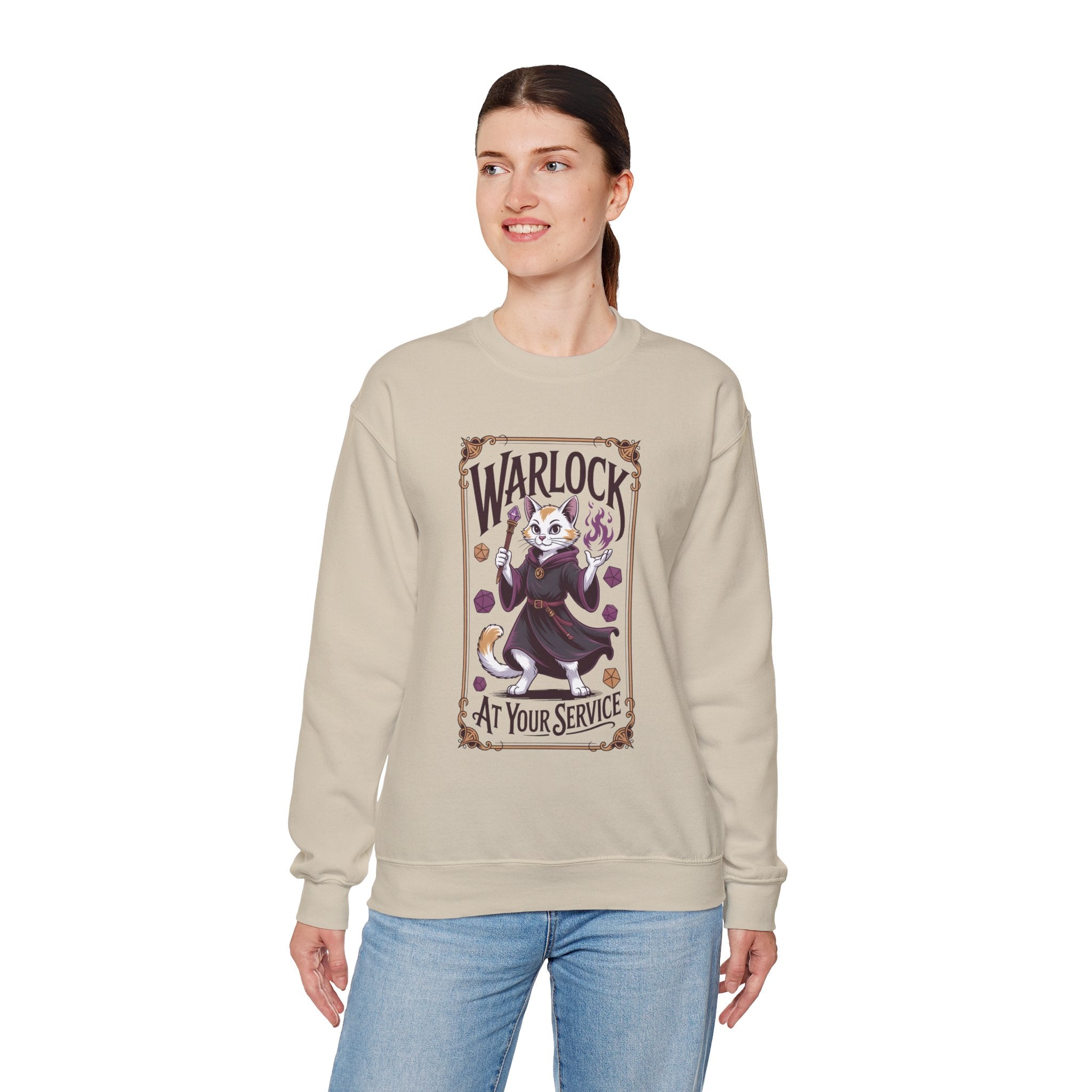 Warlock Cat at Your Serivece D&D Sweatshirt | Cat Lover RPG Gift