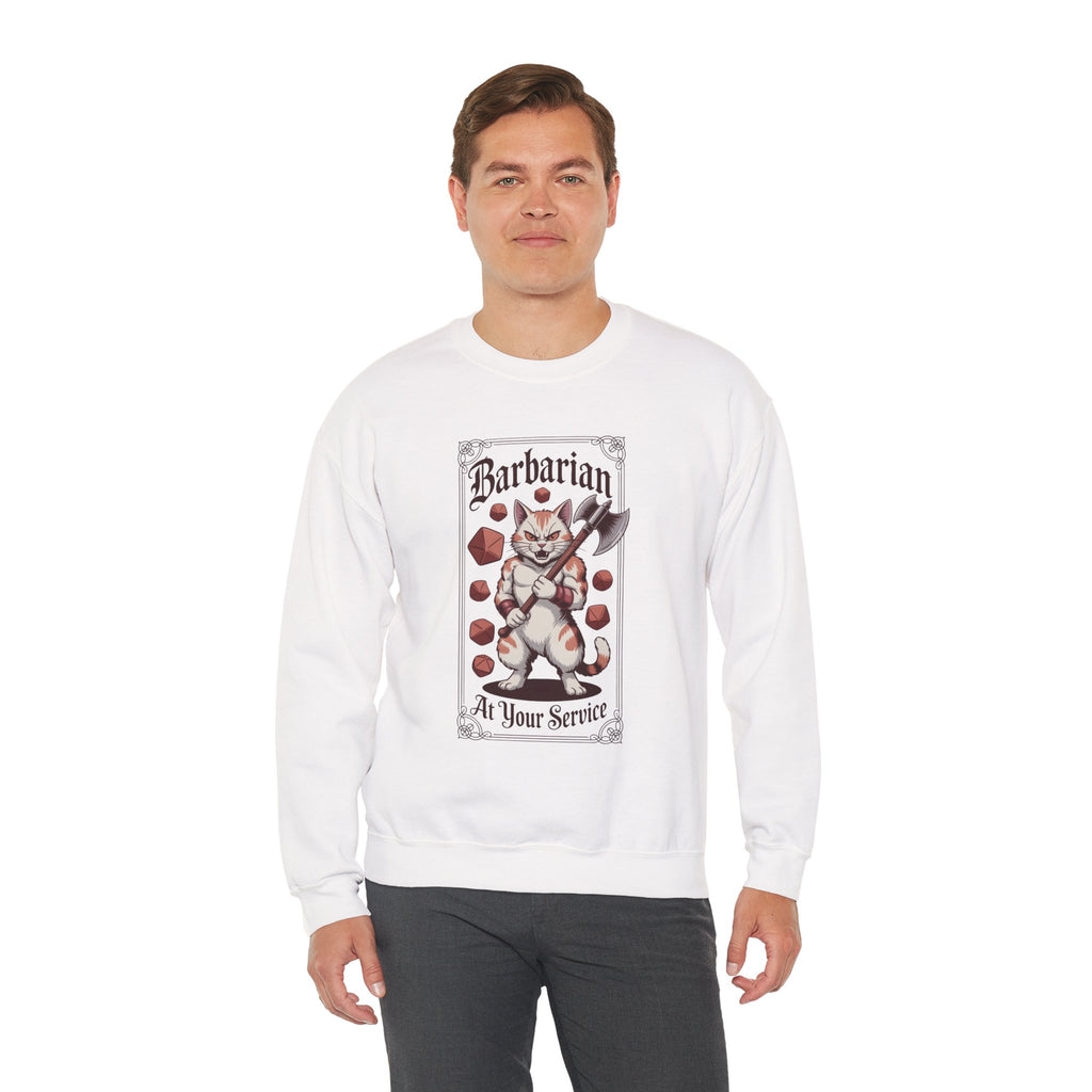 Barbarian Cat at Your Serivece D&D Sweatshirt | Cat Lover RPG Gift