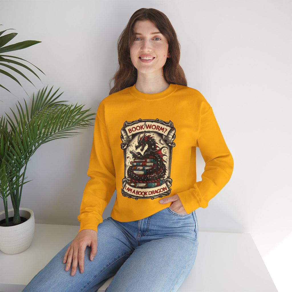 Book Worm? I Am a Book Dragon, Fantasy Reader Sweatshirt