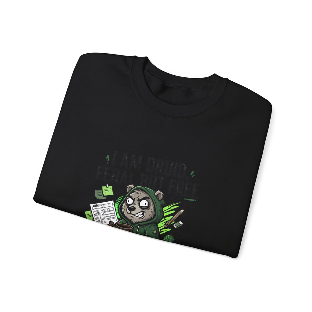 Feral But Free Crewneck Sweatshirt | chaotic-quirky, unhinged millennial burnout