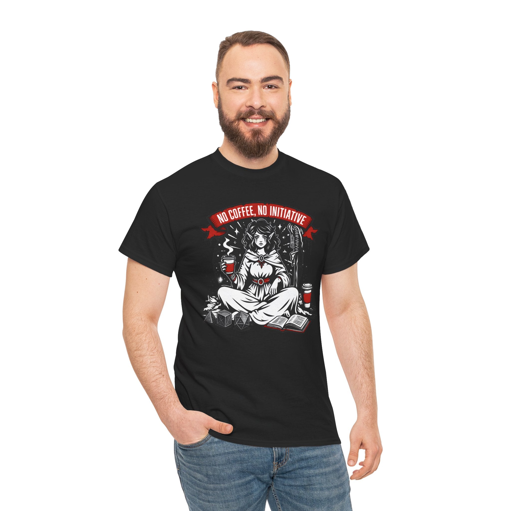 No Coffee, No Initiative | Fantasy RPG T-shirt
