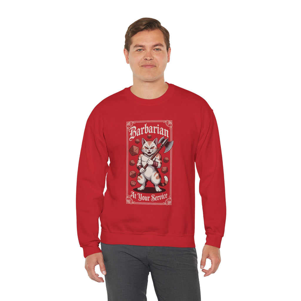 Barbarian Cat at Your Serivece D&D Sweatshirt | Cat Lover RPG Gift