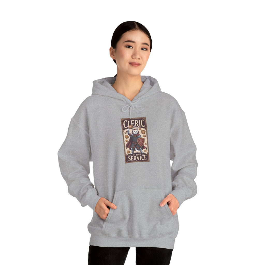 Cleric Cat at Your Service D&D Hoodie | Cat Lover RPG Gift