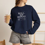 Roll. Sip. Repeat. | Tabletop RPG Coffee Sweatshirt | Dice & Coffee Lover Sweatshirt