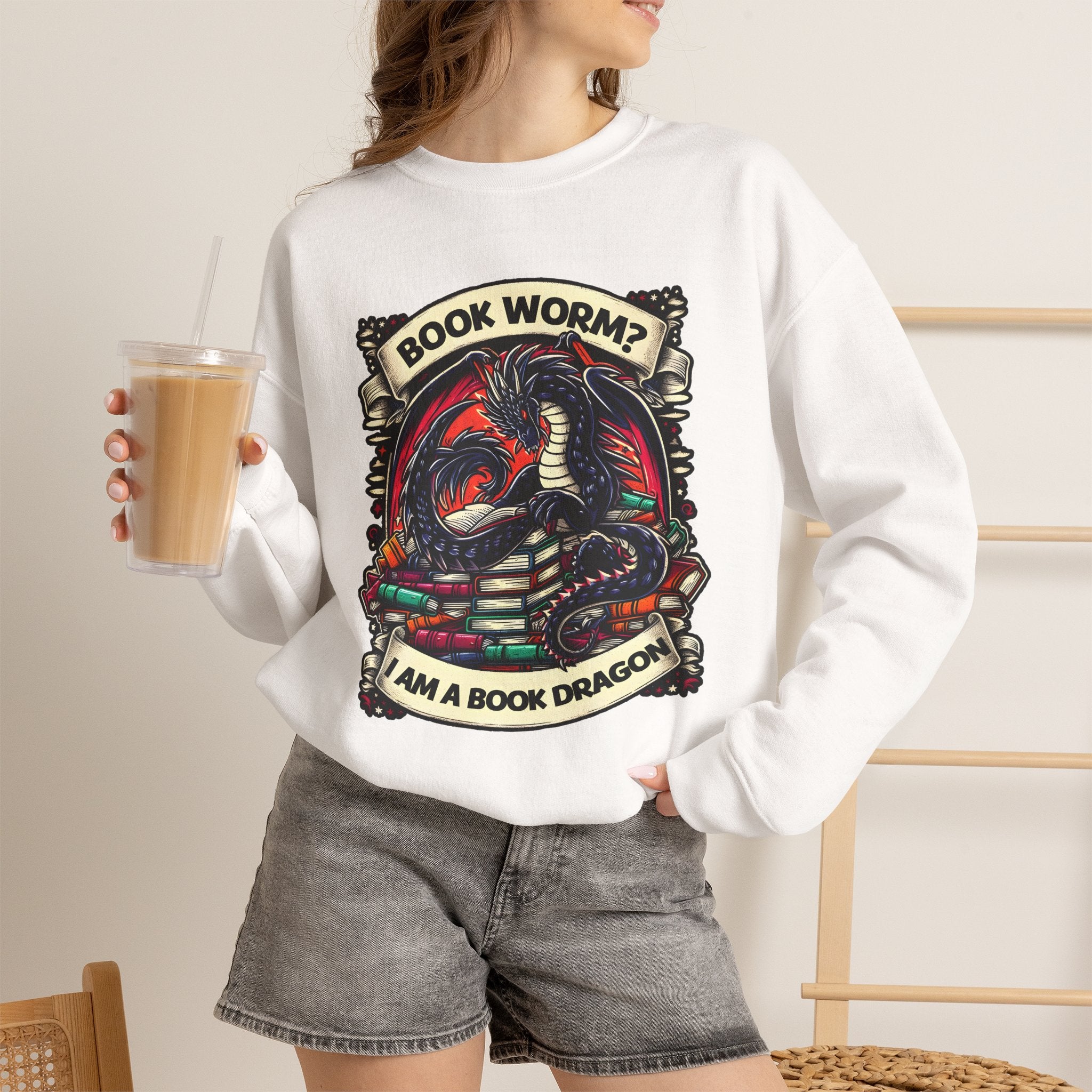 Book Worm? I Am a Book Dragon, Fantasy Reader Sweatshirt