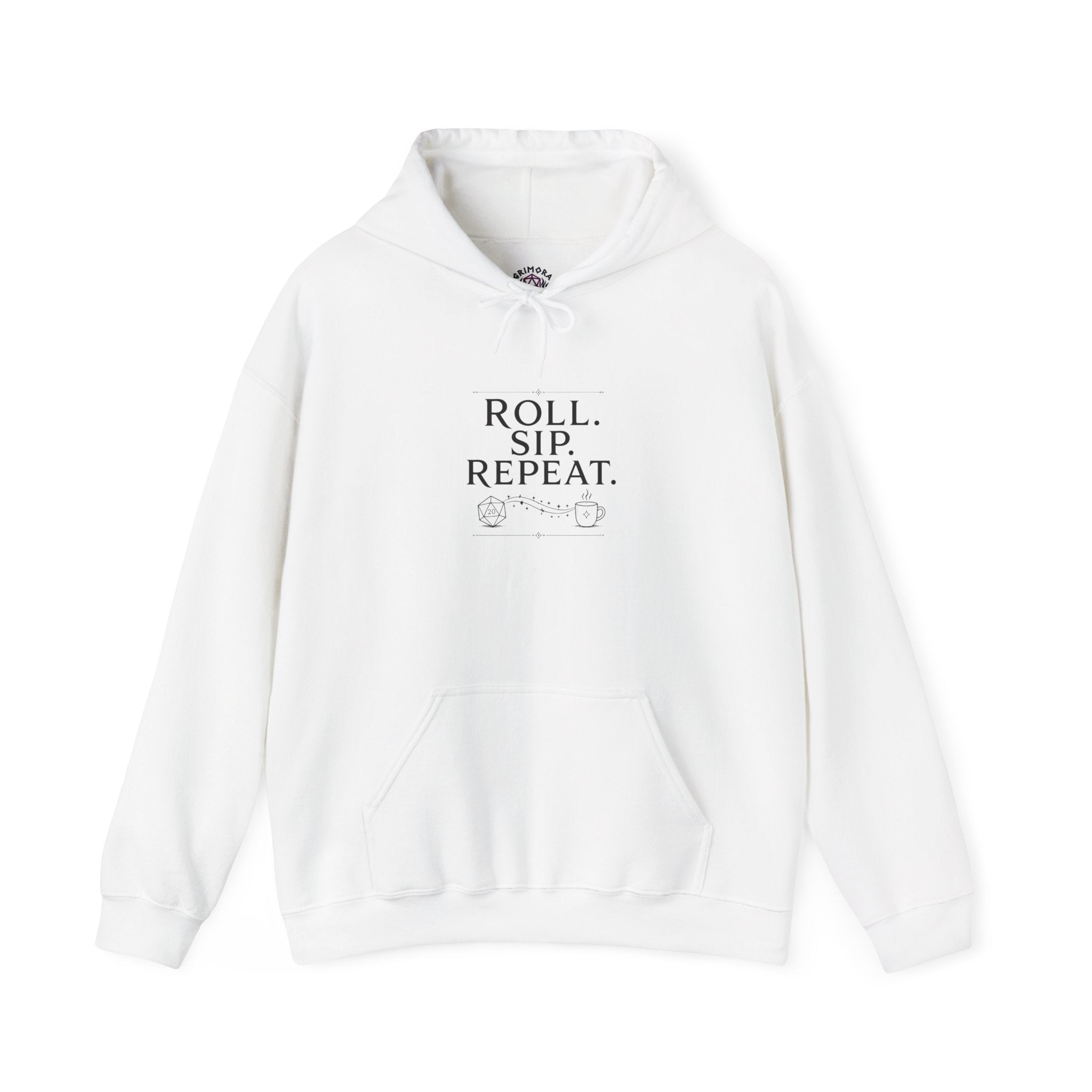 Roll. Sip. Repeat. | Tabletop RPG Coffee Hoodie | Dice & Coffee Lover Hoodie