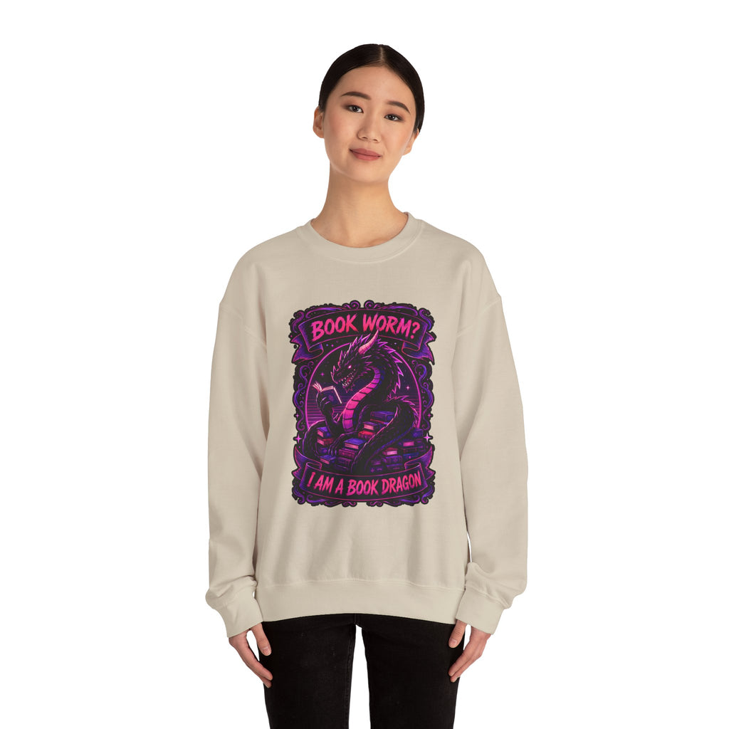 Book Worm? I Am a Book Dragon, Fantasy Reader Sweatshirt