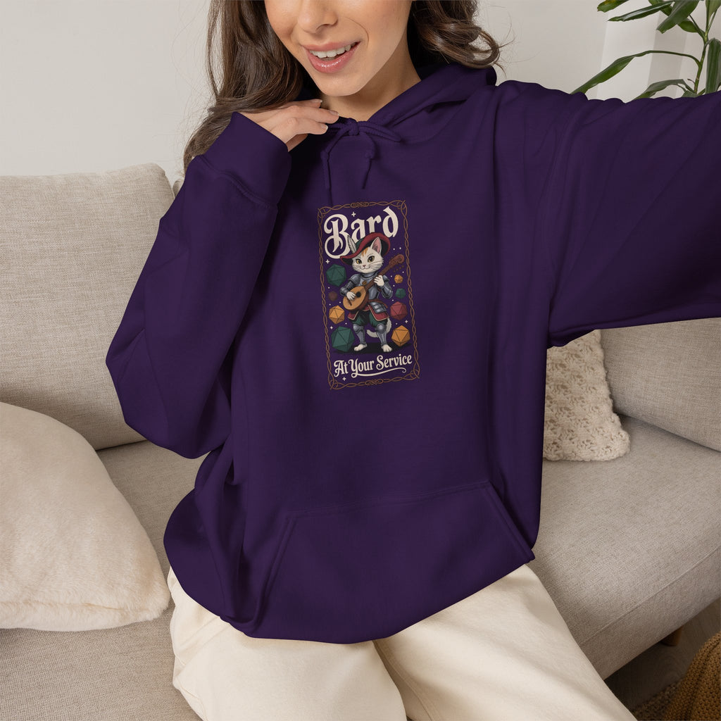 Bard Cat at Your Serivece D&D Hoodie | Cat Lover RPG Gift