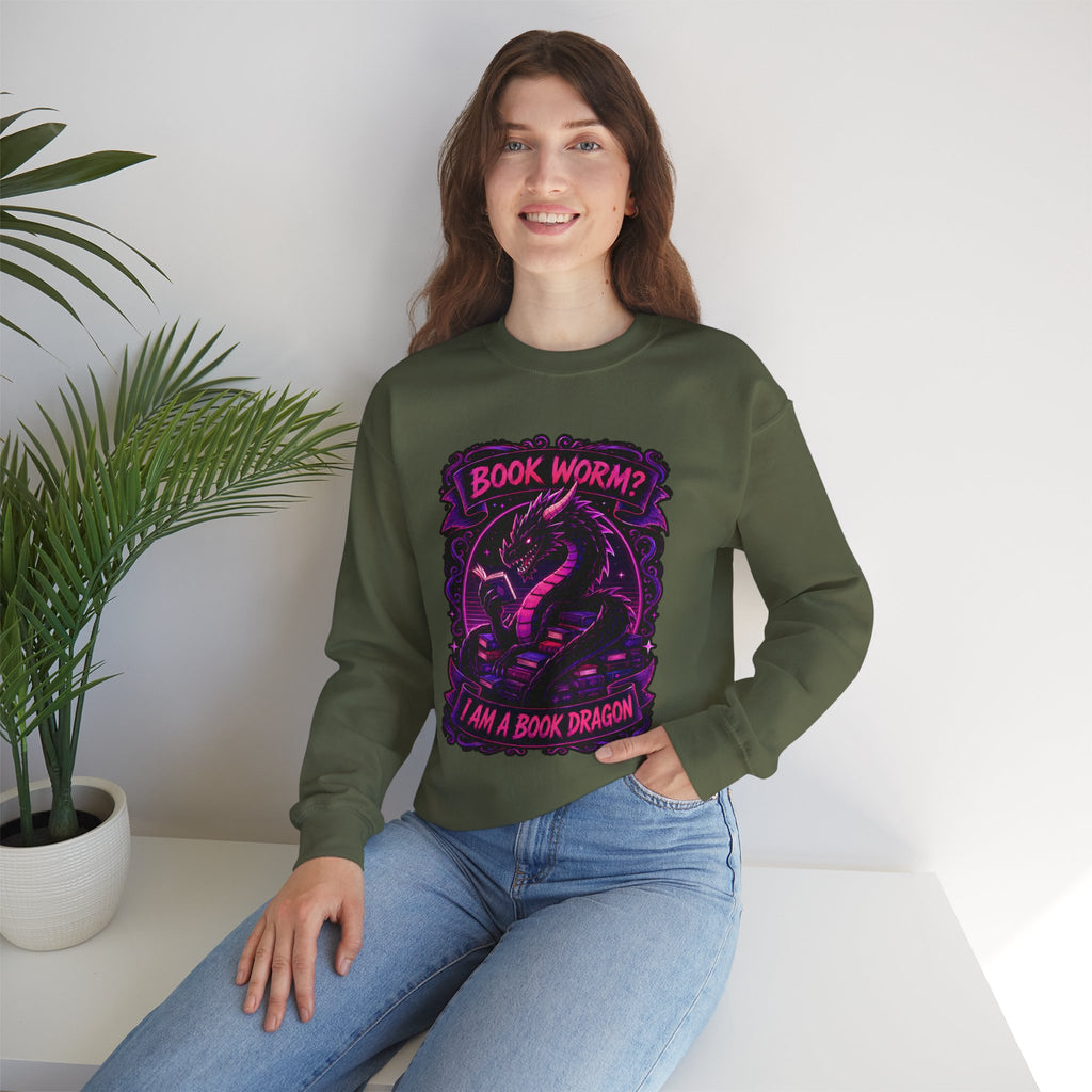 Book Worm? I Am a Book Dragon, Fantasy Reader Sweatshirt