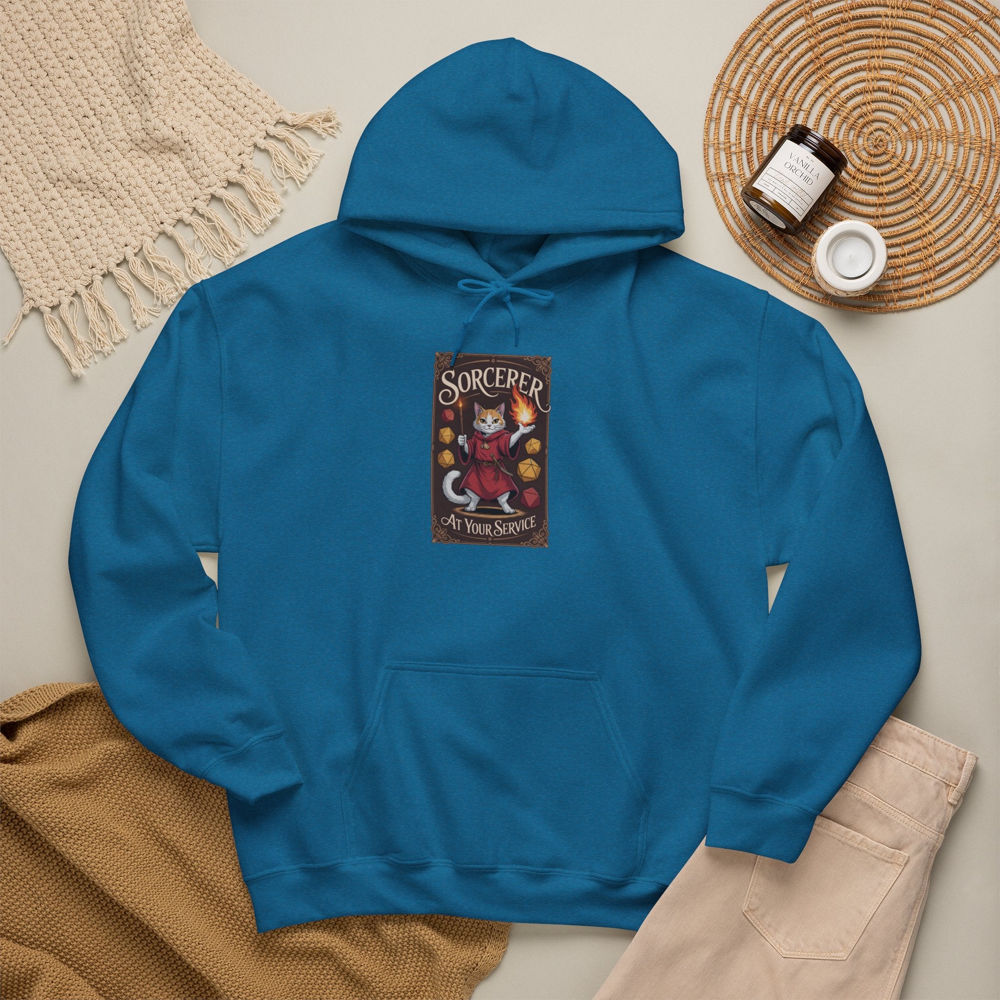 Sorcerer Cat at Your Service D&D Hoodie | Cat Lover RPG Gift
