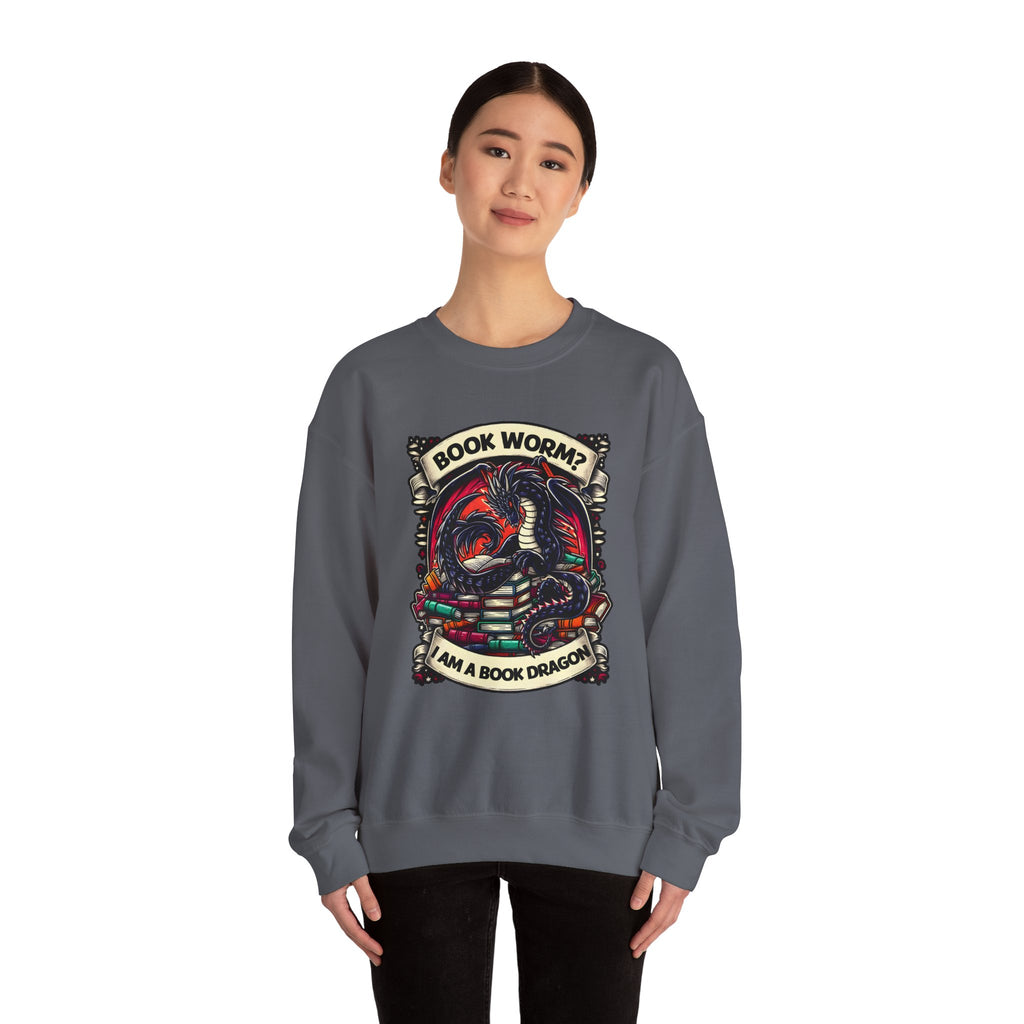Book Worm? I Am a Book Dragon, Fantasy Reader Sweatshirt