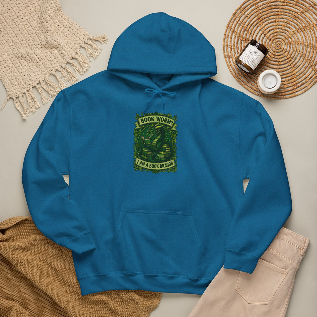Book Worm? I Am a Book Dragon, Fantasy Reader Hoodie