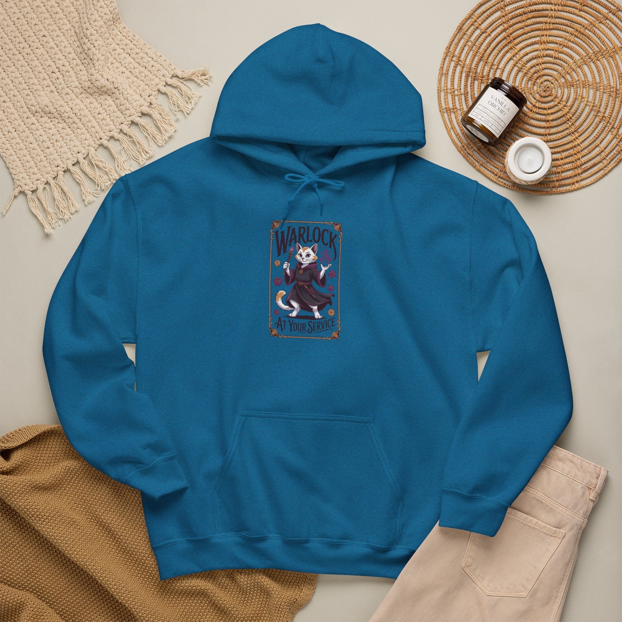 Warlock Cat at Your Serivece D&D Hoodie | Cat Lover RPG Gift