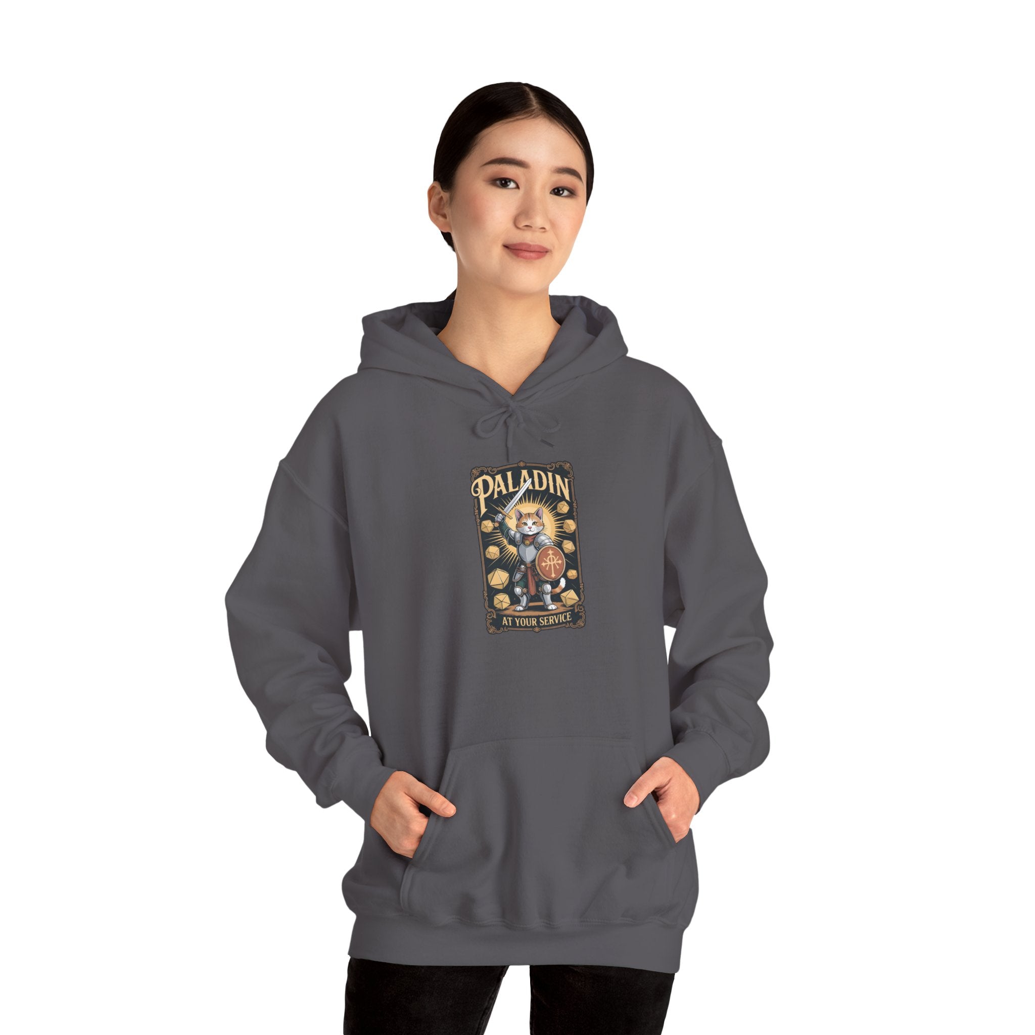 Paladin Cat at Your Service D&D Hoodie | Cat Lover RPG Gift