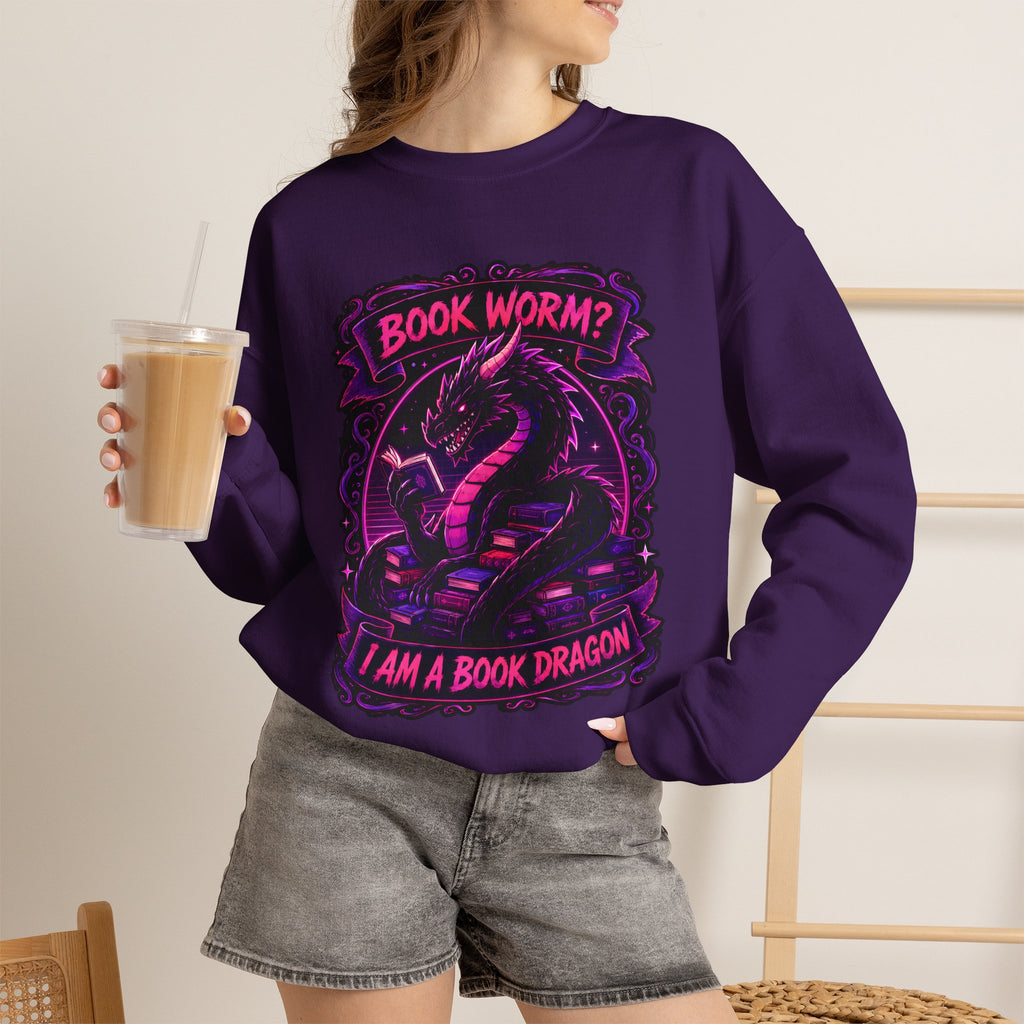 Book Worm? I Am a Book Dragon, Fantasy Reader Sweatshirt