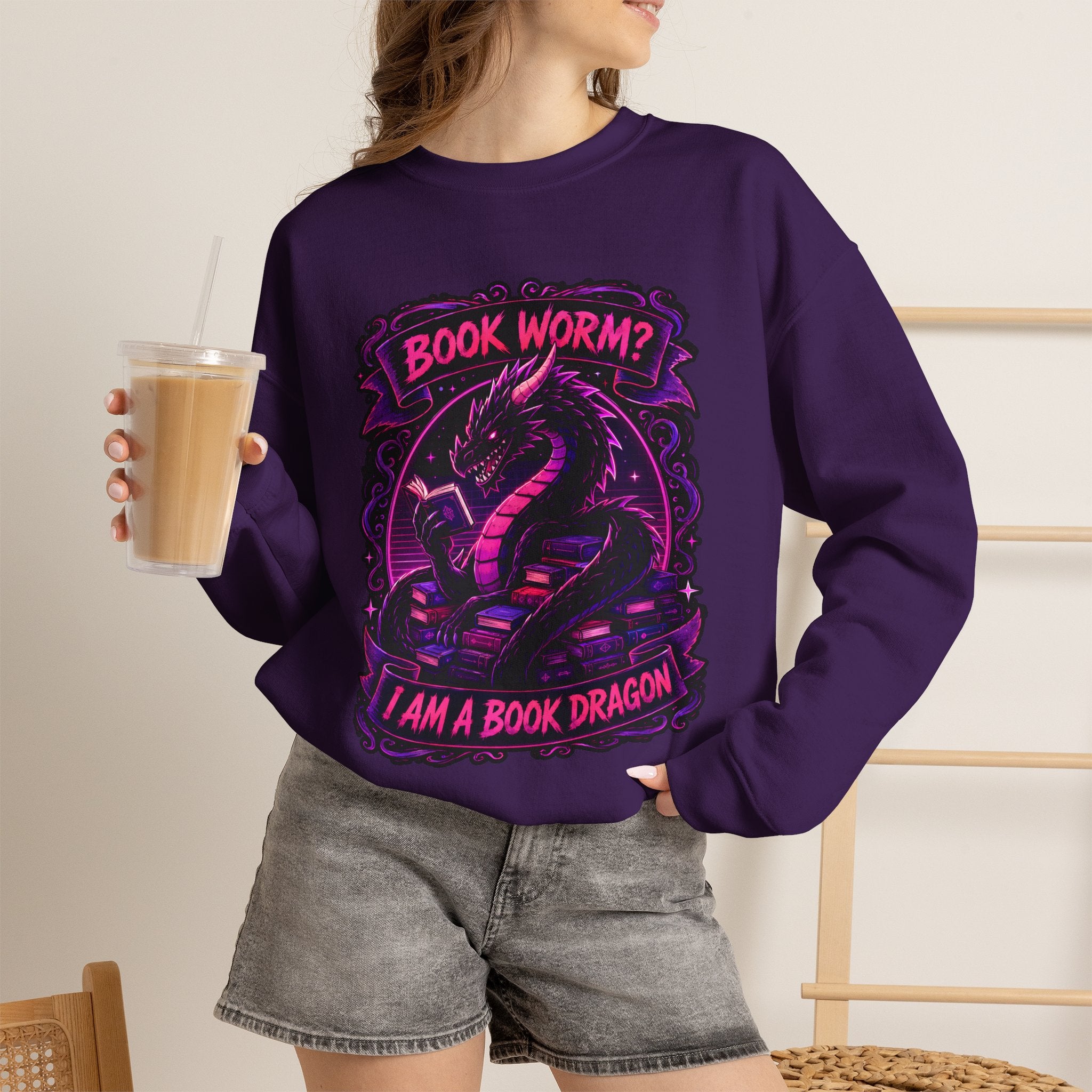 Book Worm? I Am a Book Dragon, Fantasy Reader Sweatshirt