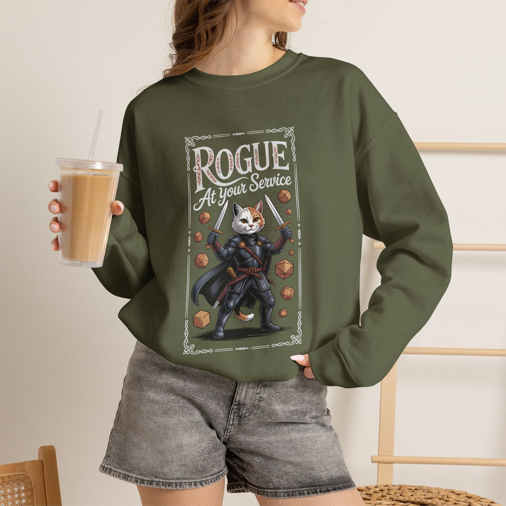Rogue Cat at Your Serivece D&D Sweatshirt | Cat Lover RPG Gift