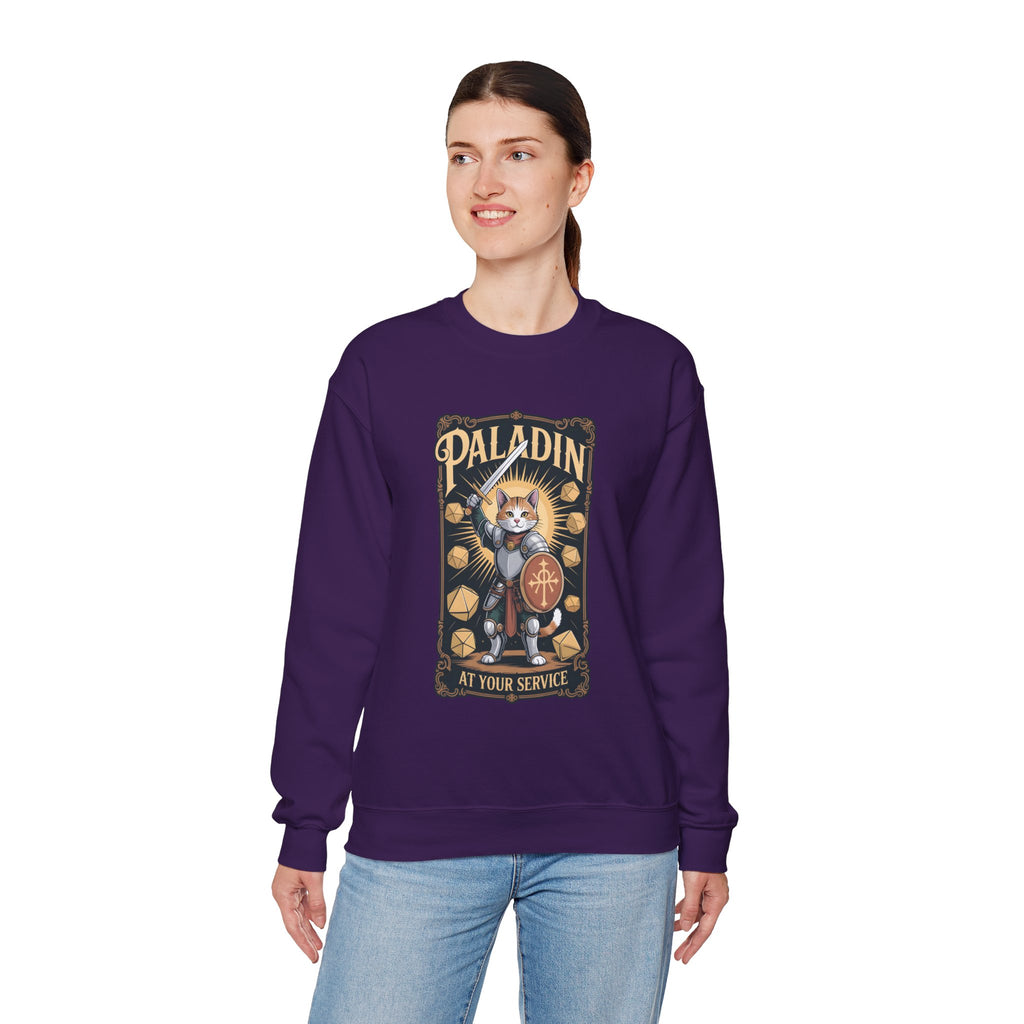 Paladin Cat at Your Service D&D Sweatshirt | Cat Lover RPG Gift