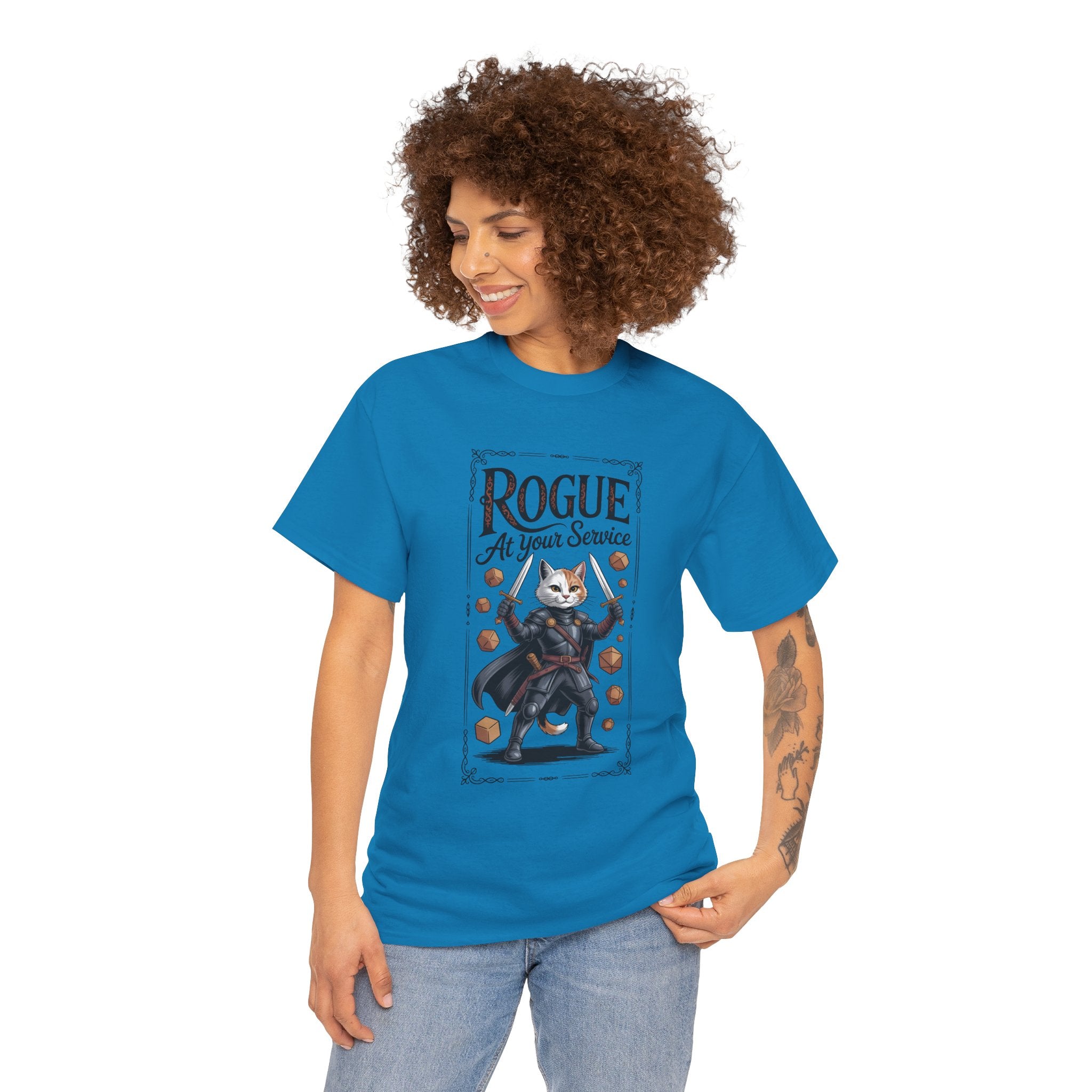 Rogue Cat at Your Serivece D&D T-shirt | Cat Lover RPG Gift