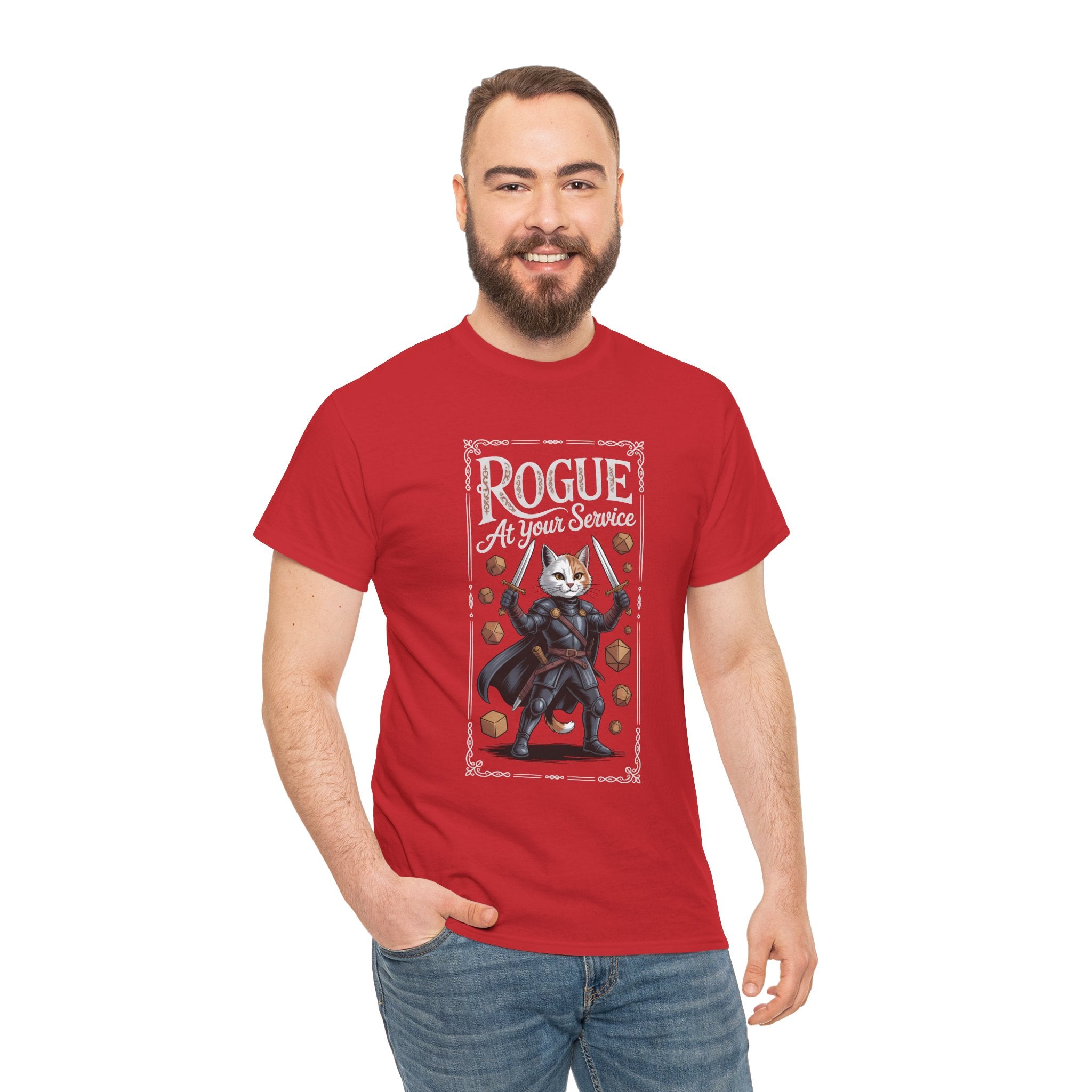 Rogue Cat at Your Serivece D&D T-shirt | Cat Lover RPG Gift
