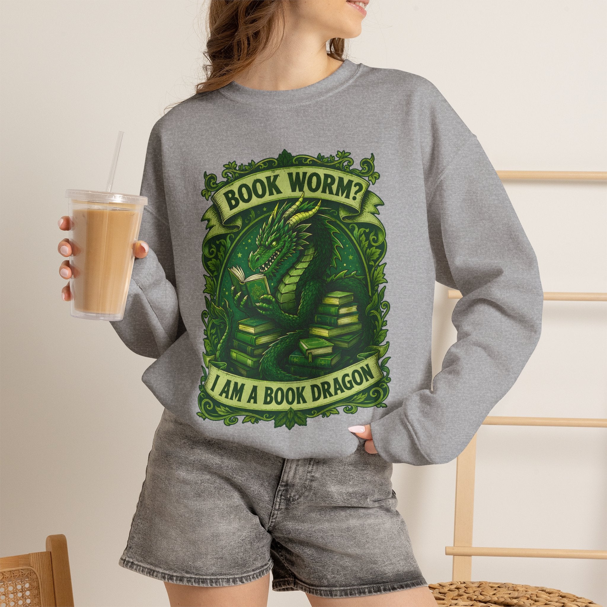 Book Worm? I Am a Book Dragon, Fantasy Reader Sweatshirt