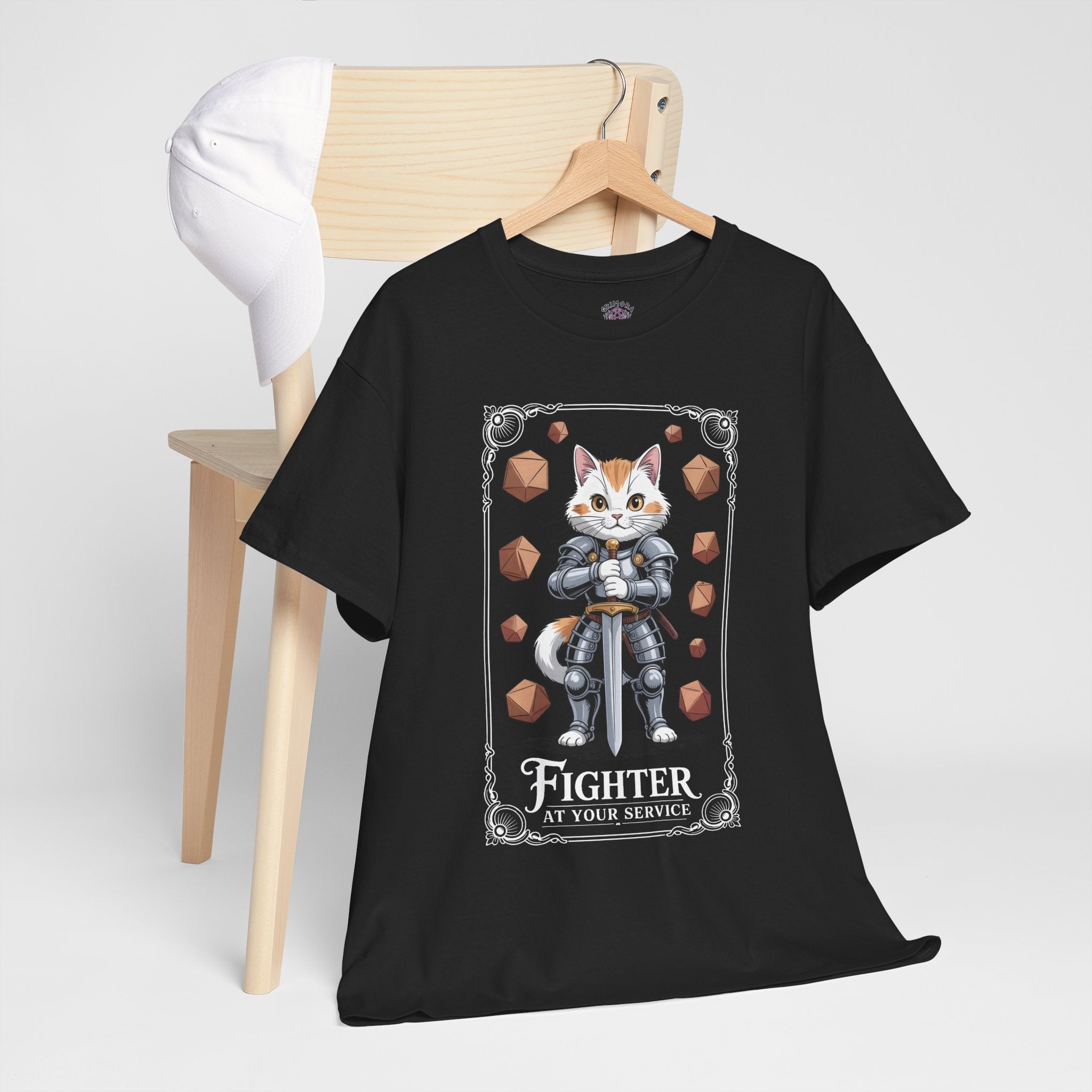 Fighter Cat at Your Service D&D T-shirt | Cat Lover RPG Gift