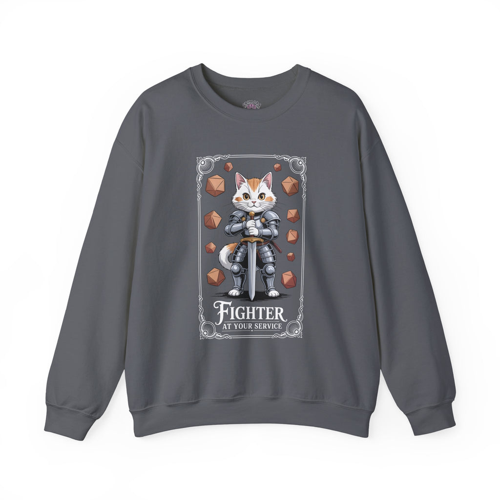 Fighter Cat at Your Service D&D Sweatshirt | Cat Lover RPG Gift