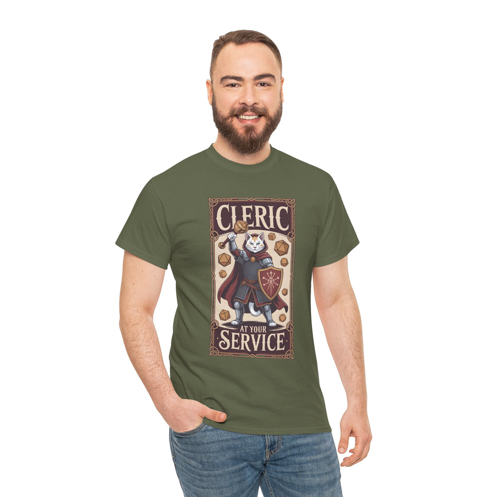 Cleric Cat at Your Service D&D T-shirt | Cat Lover RPG Gift