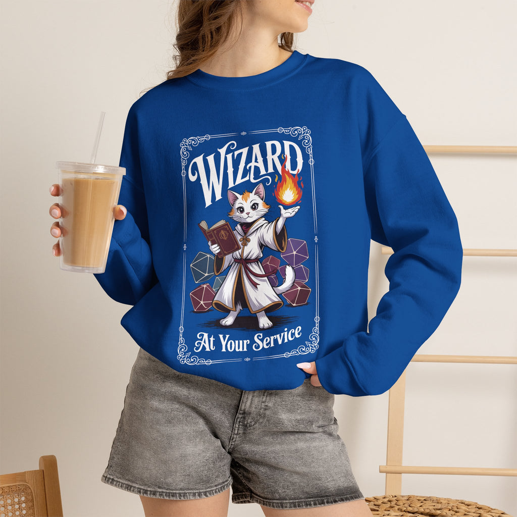 Wizard Cat at Your Serivece D&D Sweatshirt | Cat Lover RPG Gift