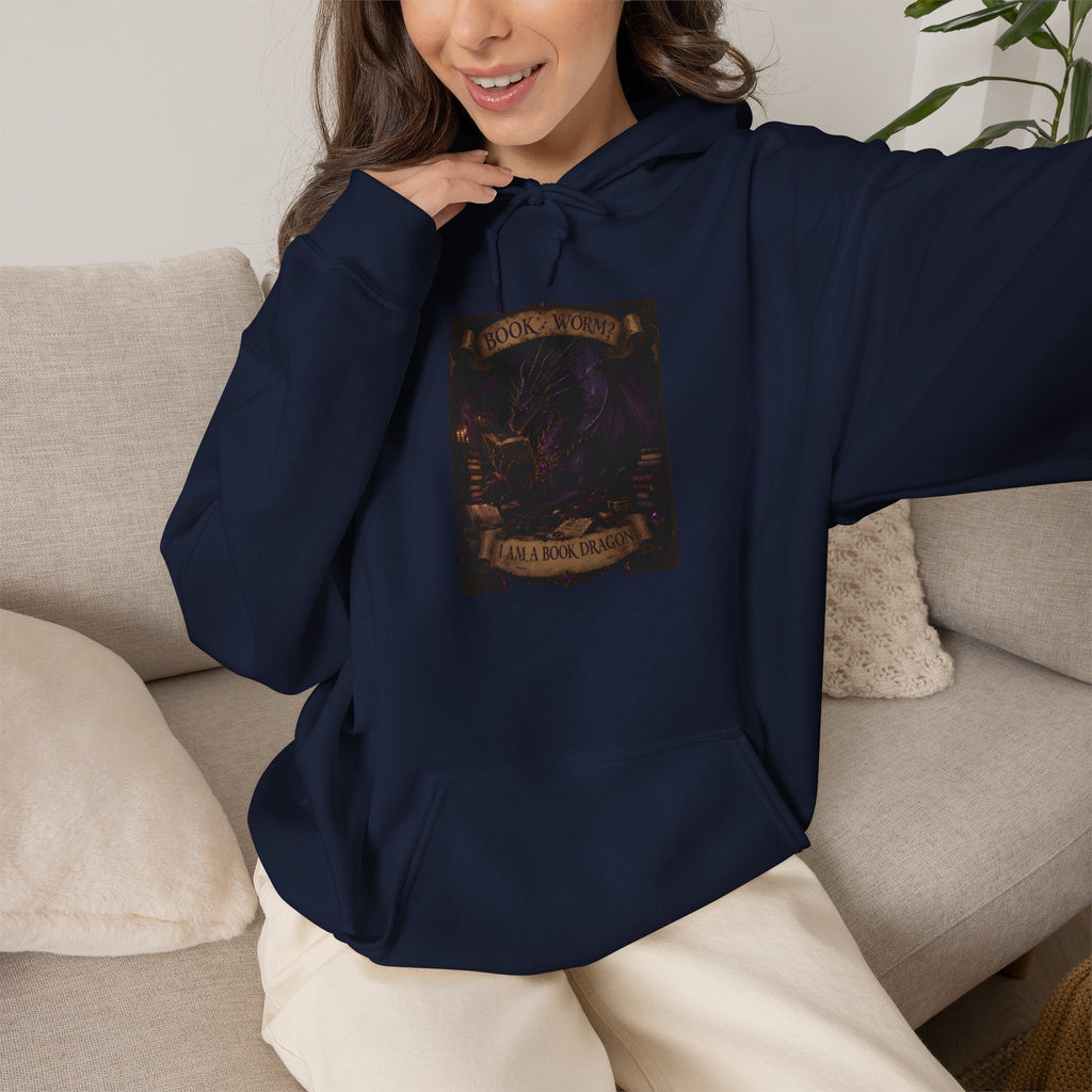 Book Worm? I Am a Book Dragon, Fantasy Reader Hoodie