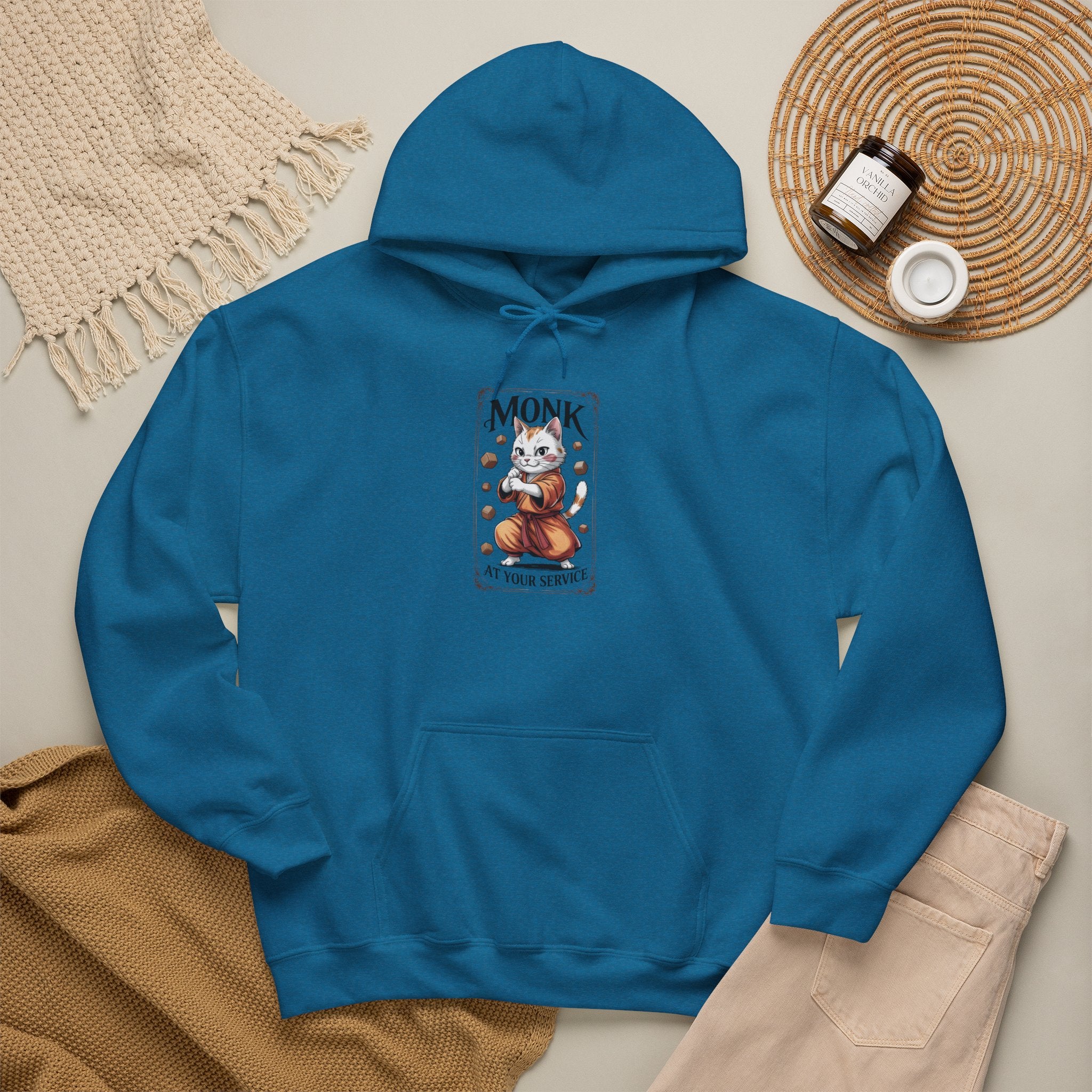 Monk Cat at Your Service D&D Hoodie | Cat Lover RPG Gift