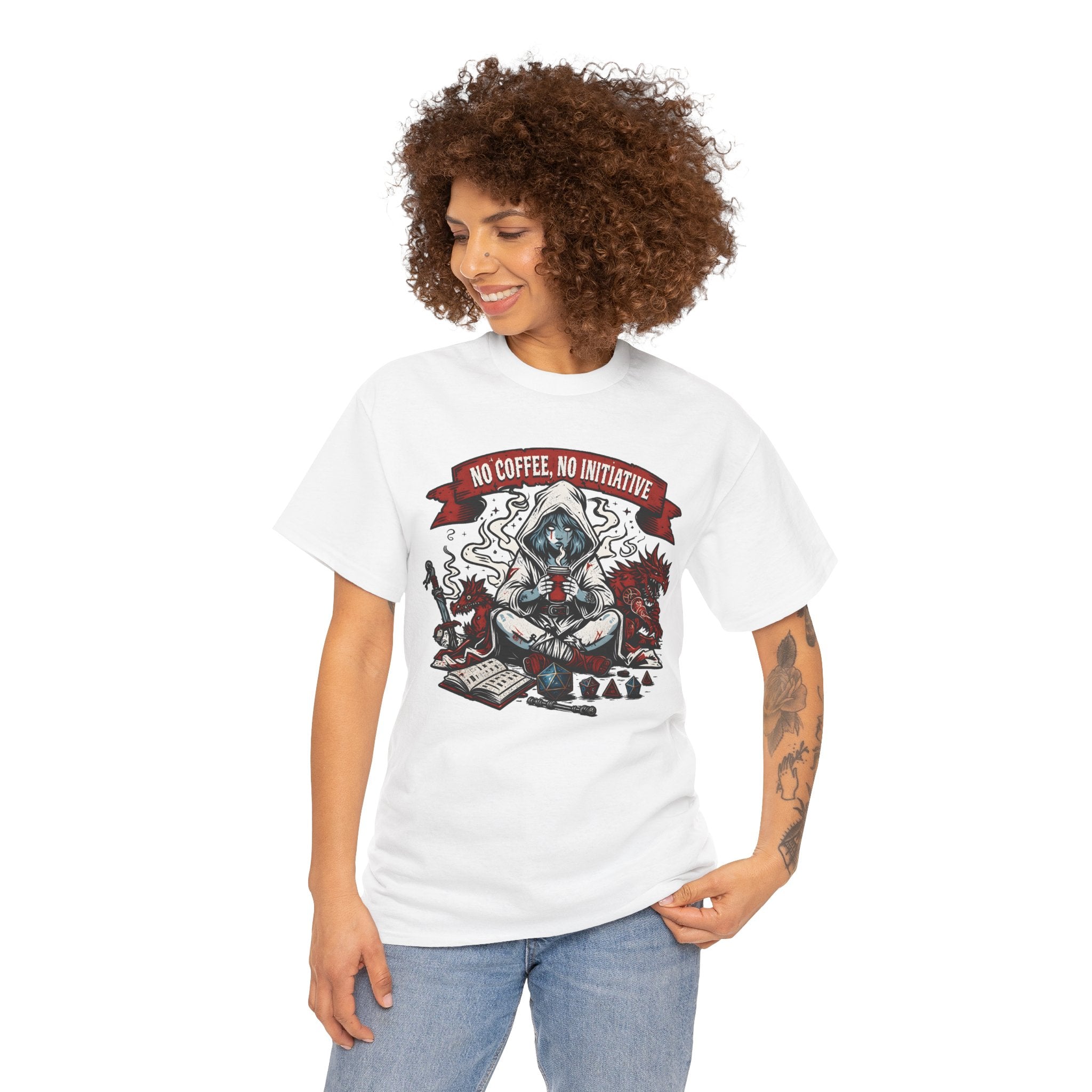 No Coffee, No Initiative | Fantasy RPG T-shirt