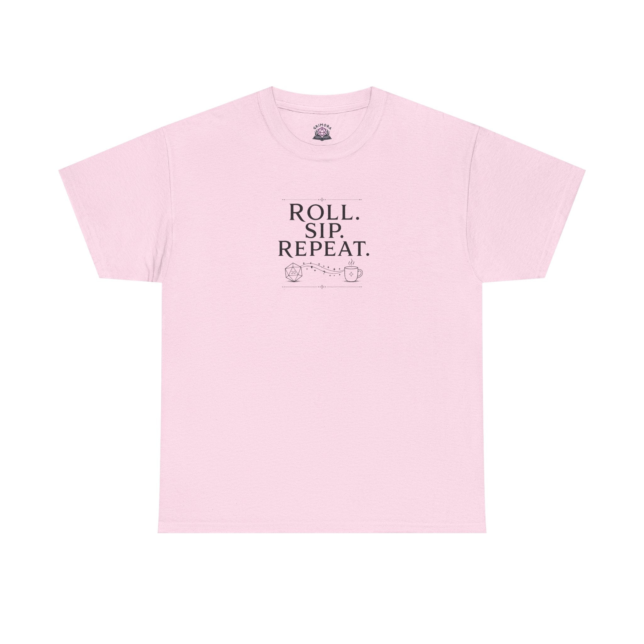 Roll. Sip. Repeat. | Tabletop RPG Coffee T-shirt | Dice & Coffee Lover T-shirt