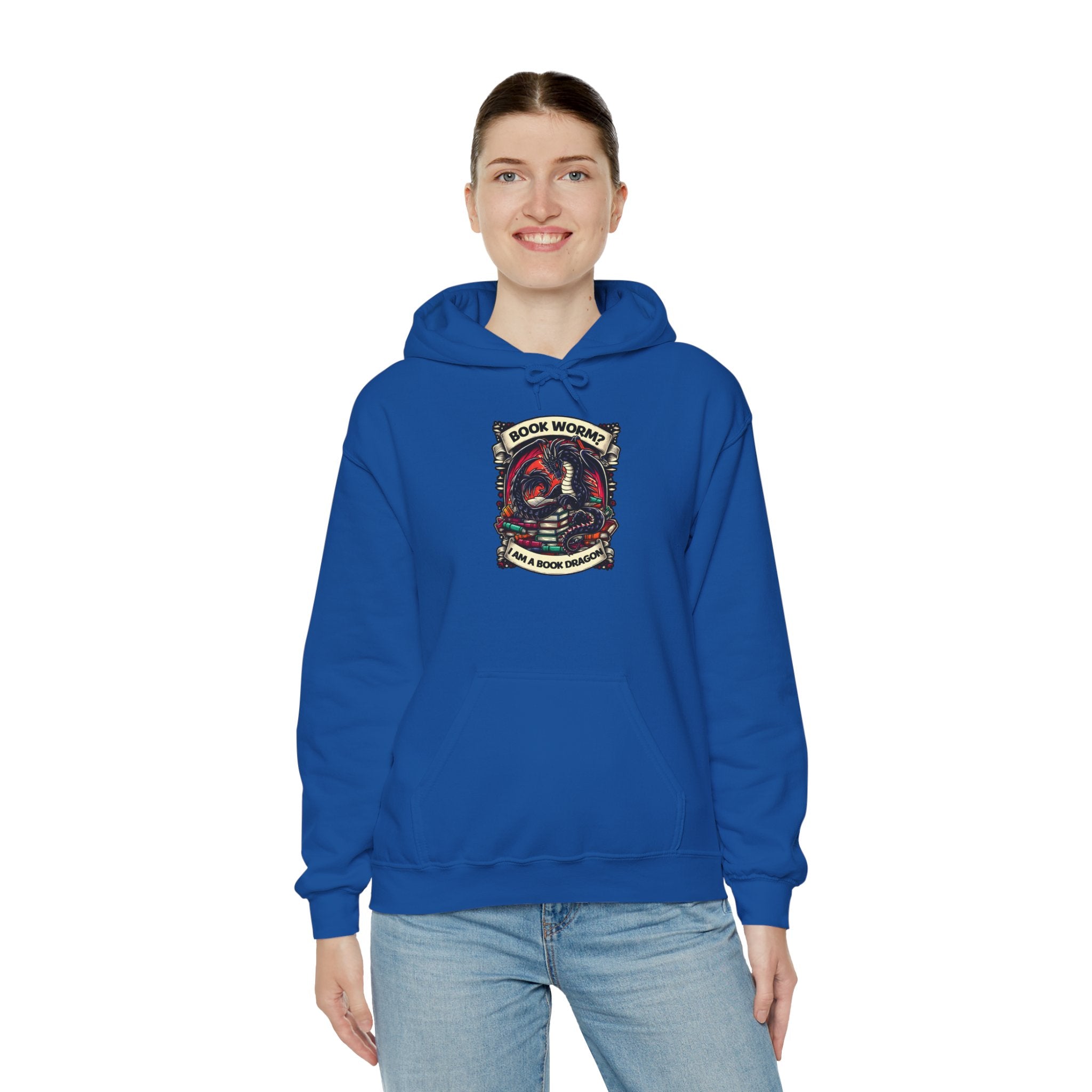 Book Worm? I Am a Book Dragon, Fantasy Reader Hoodie