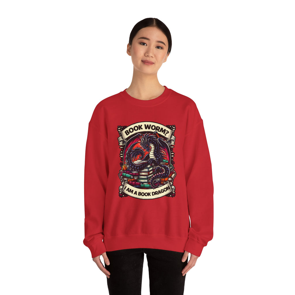 Book Worm? I Am a Book Dragon, Fantasy Reader Sweatshirt