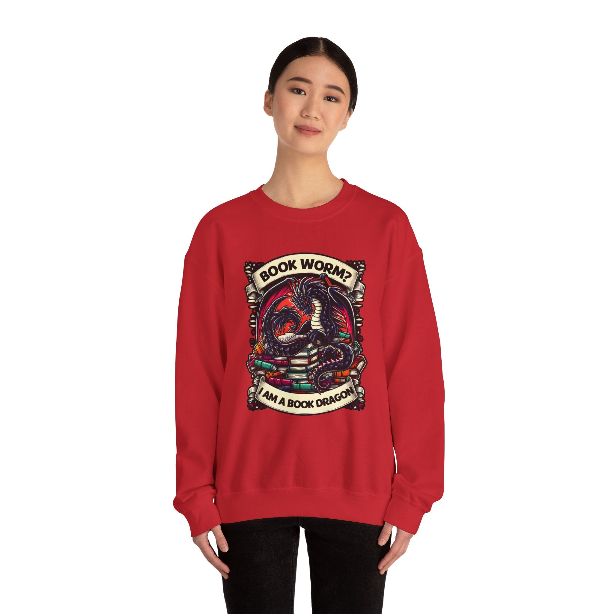 Book Worm? I Am a Book Dragon, Fantasy Reader Sweatshirt