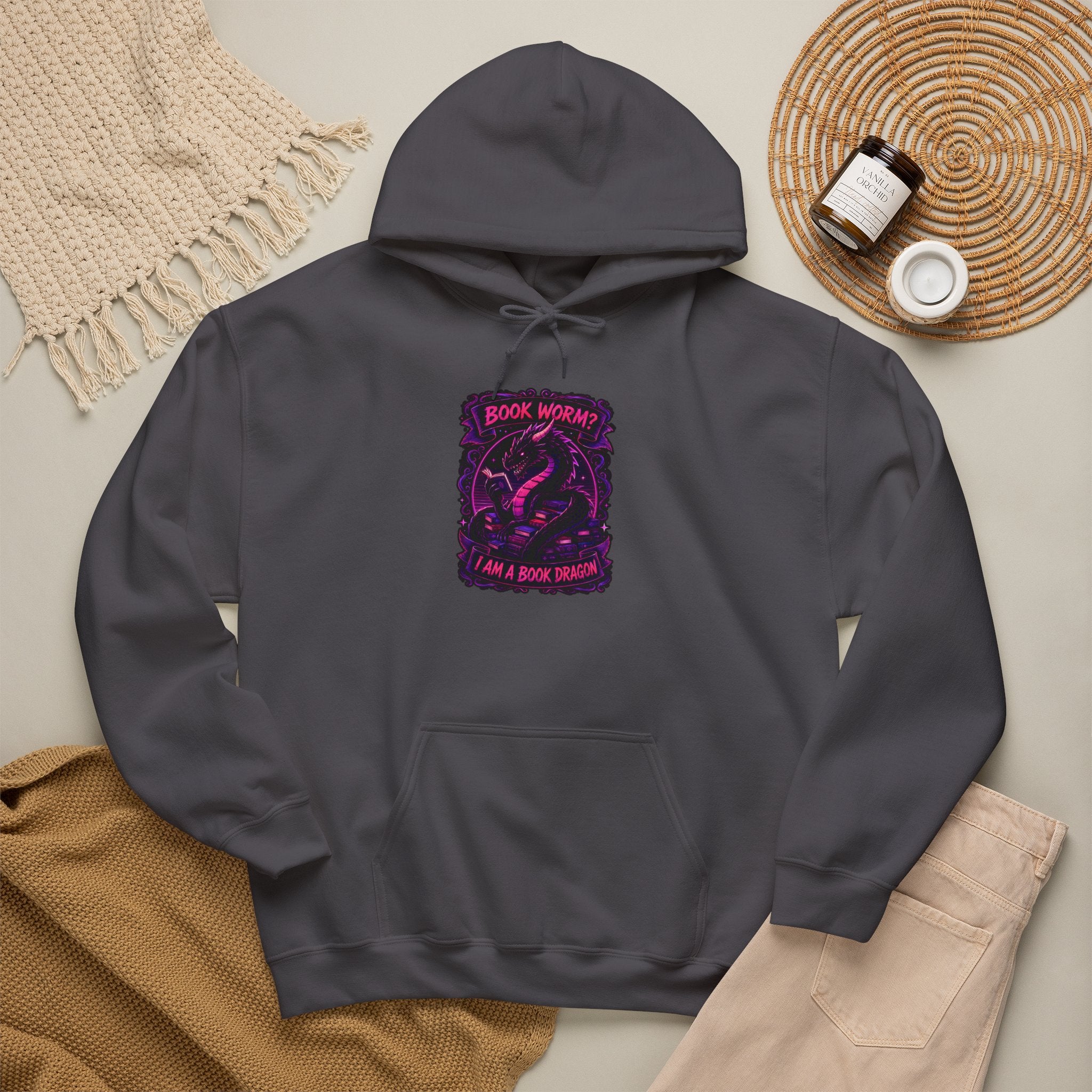 Book Worm? I Am a Book Dragon, Fantasy Reader Hoodie